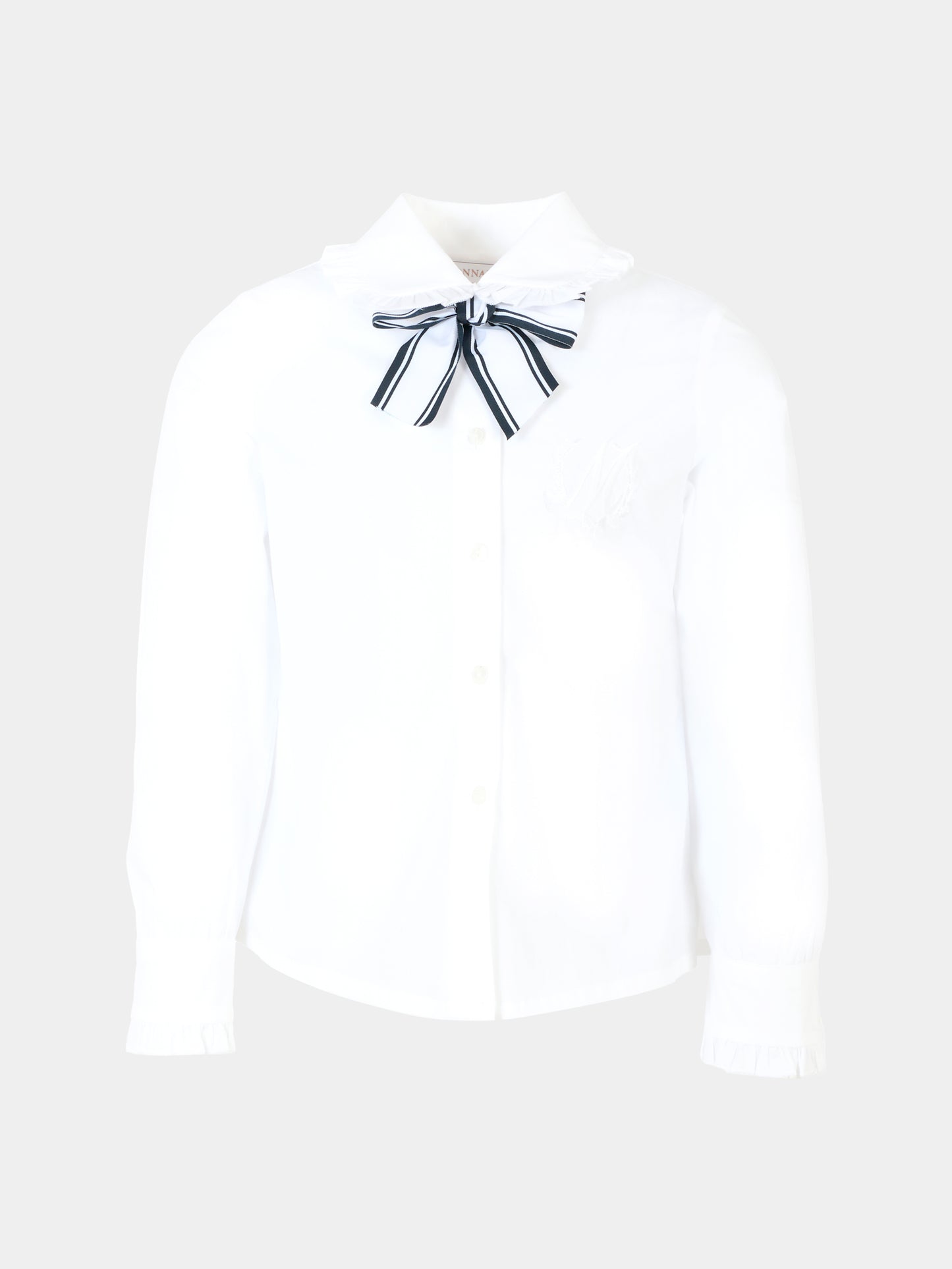 Camicia bianca per bambina con fiocco,Monnalisa,18FCAS 6153 9956