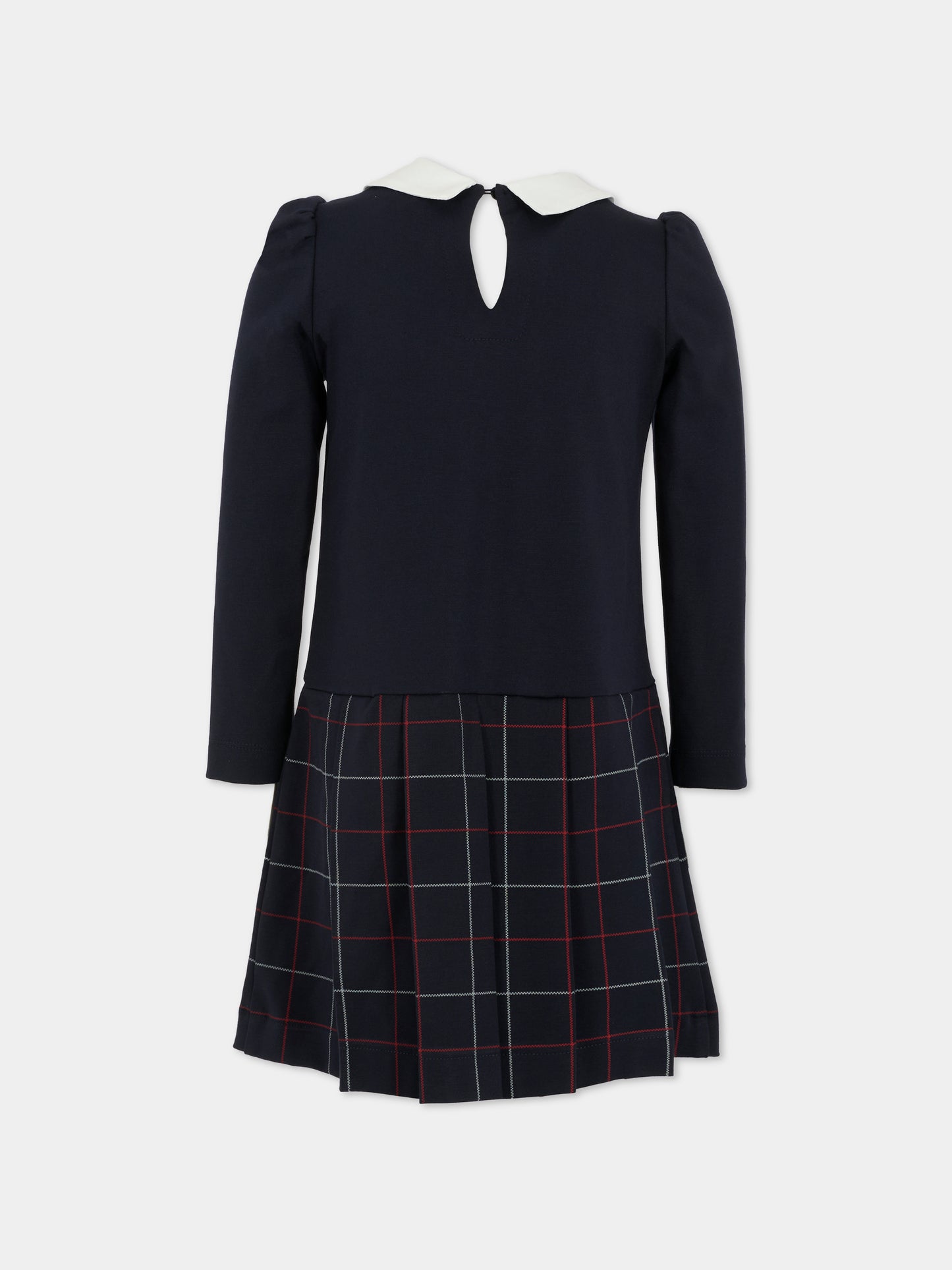 Vestito blu per bambina con logo,Monnalisa,18FATA 6225 056S