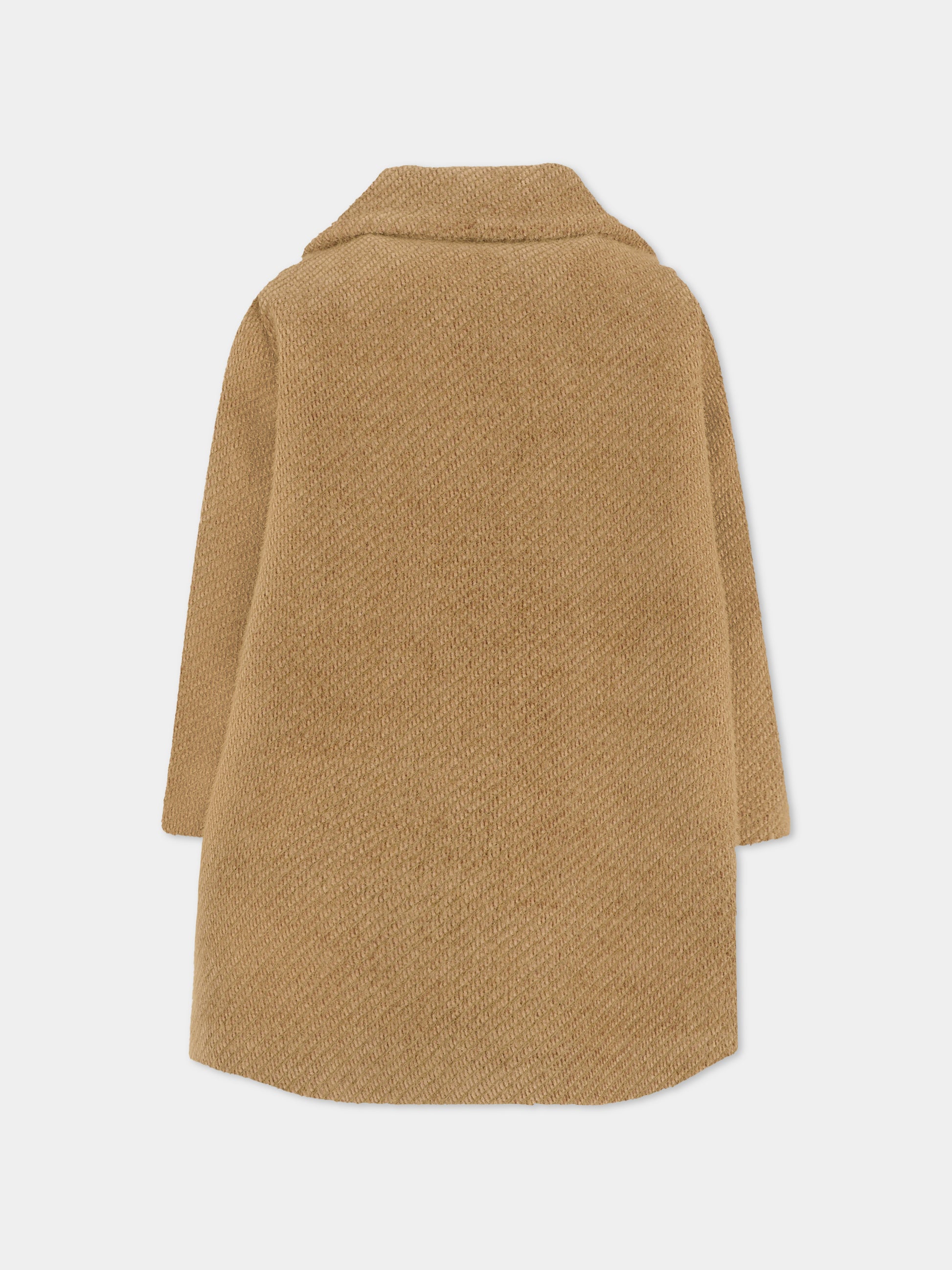 Cappotto marrone per bambina con fiore,Monnalisa,17F109 6314 0009