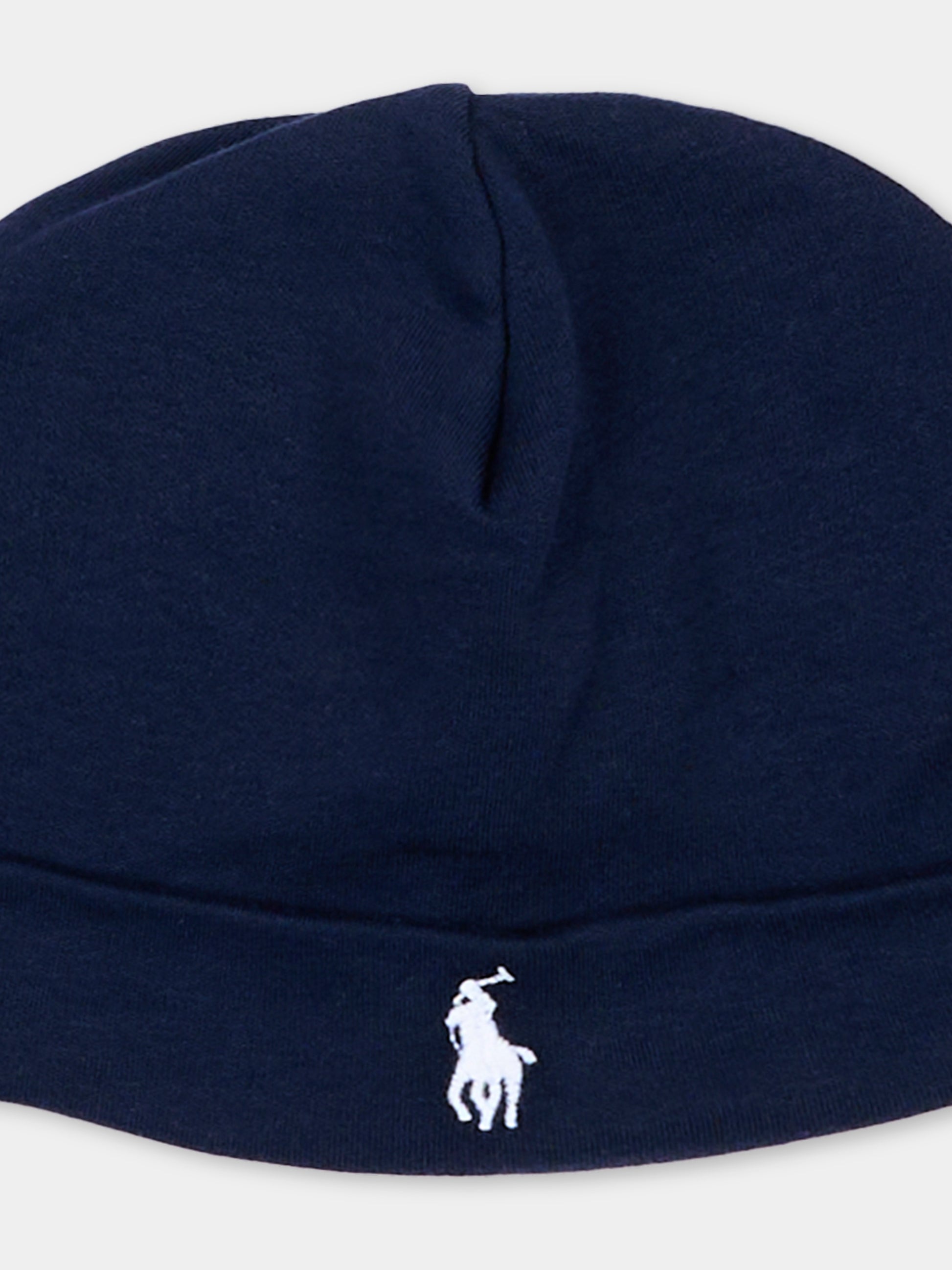 Cappello blu per neonati con Pony,Ralph Lauren Kids,552454003