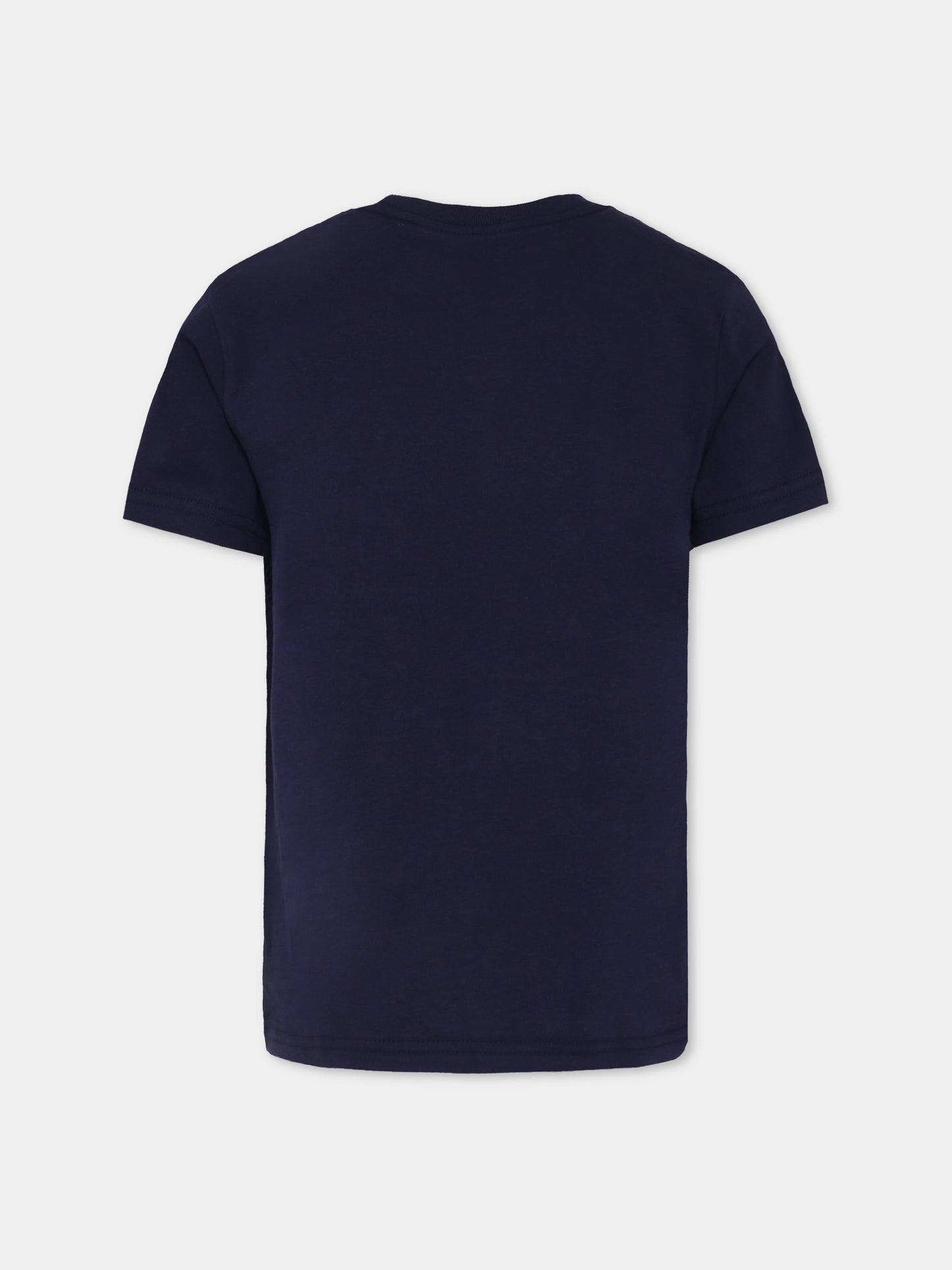 T-shirt blu per bambini con badiera americana,Ralph Lauren Kids,843794001