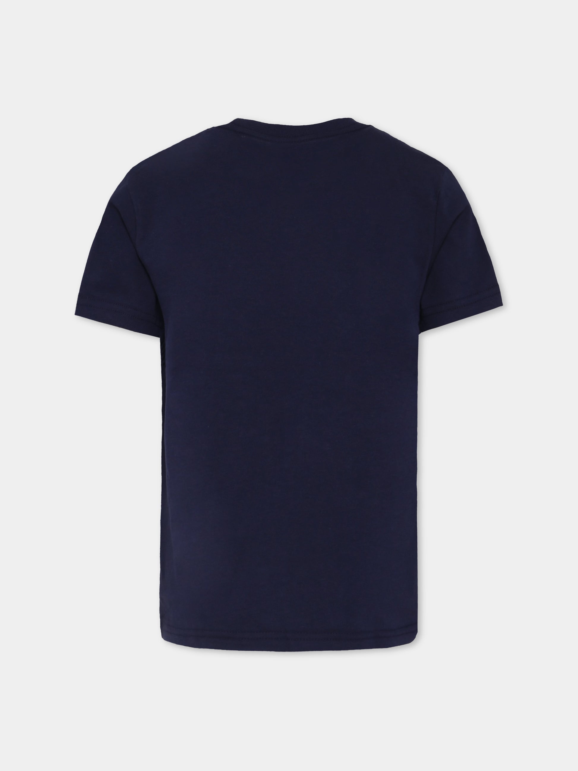 T-shirt blu per bambini con badiera americana,Ralph Lauren Kids,843794001