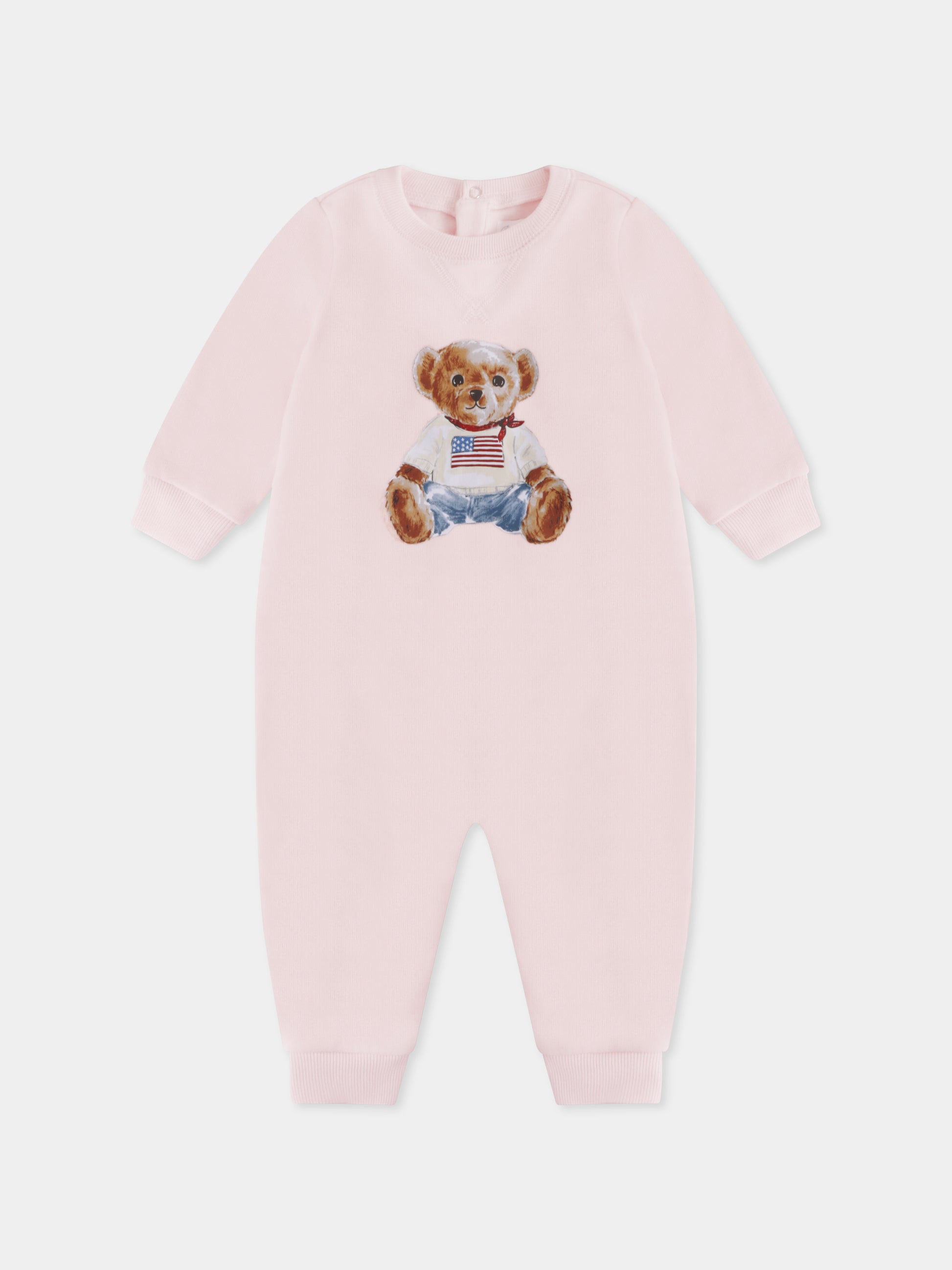 Tutina rosa per neonata con Polo Bear,Ralph Lauren Kids,898933001 DELICATE PINK