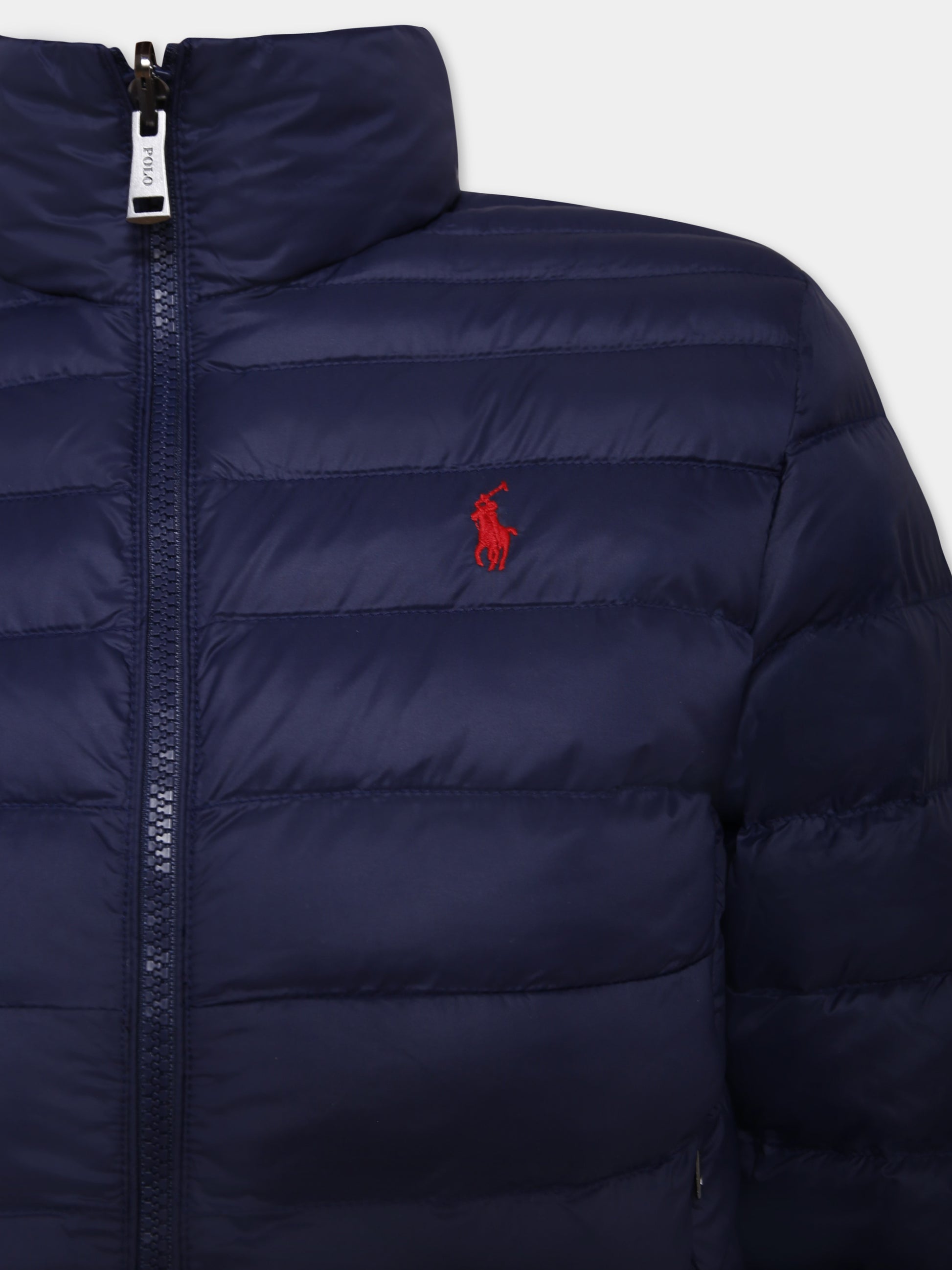 Piumino blu per bambino con cavallino,Ralph Lauren Kids,969870002