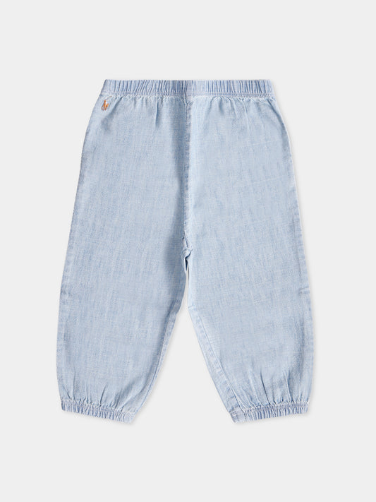 Pantaloni azzurri per neonato con cavallino,Ralph Lauren Kids,972619001
