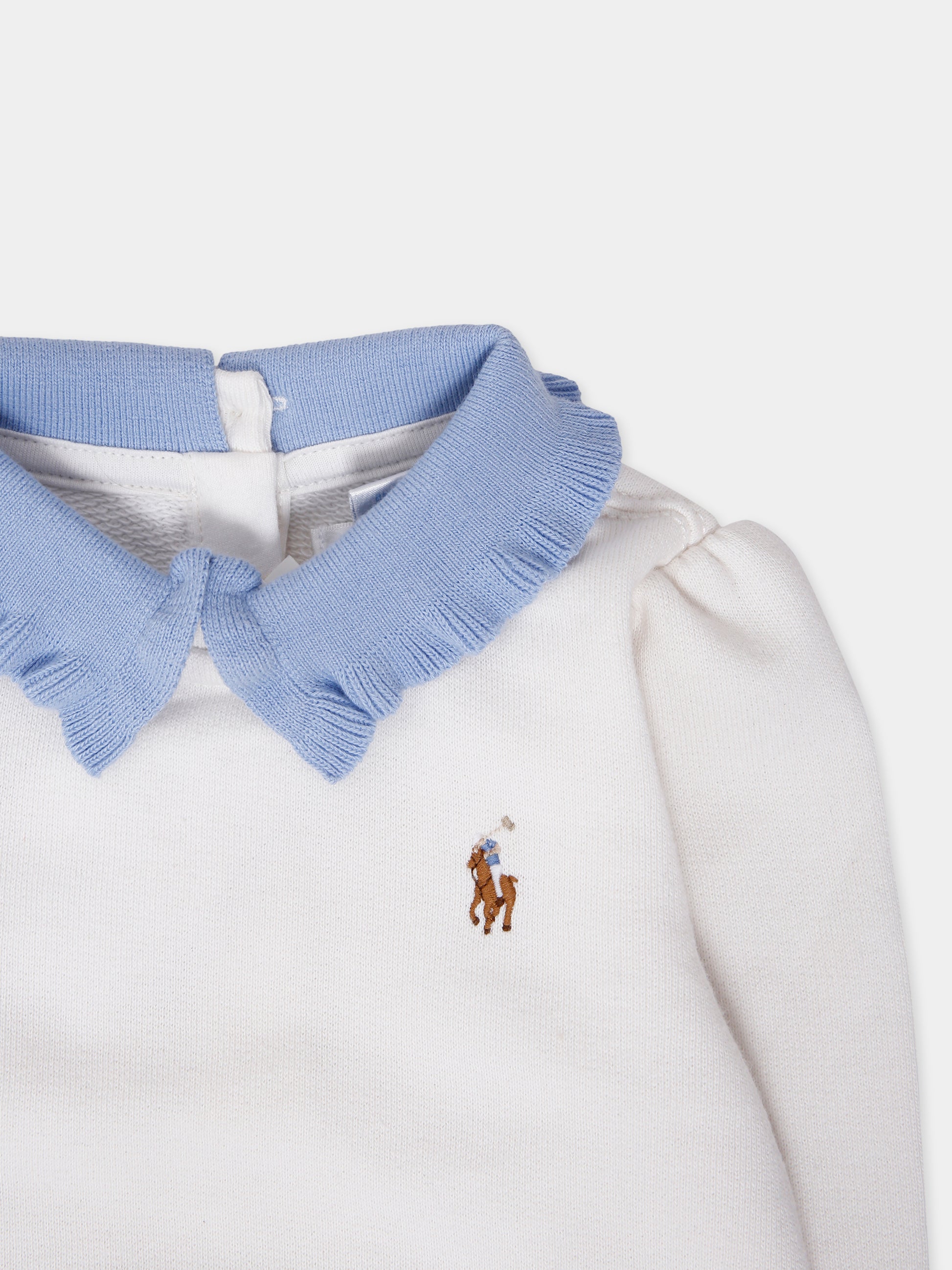 Completo bianco per neonata con cavallino,Ralph Lauren Kids,972352001