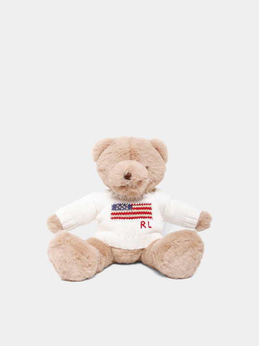 Peluche bianco per neonati con bandiera americana,Ralph Lauren Kids,695852005