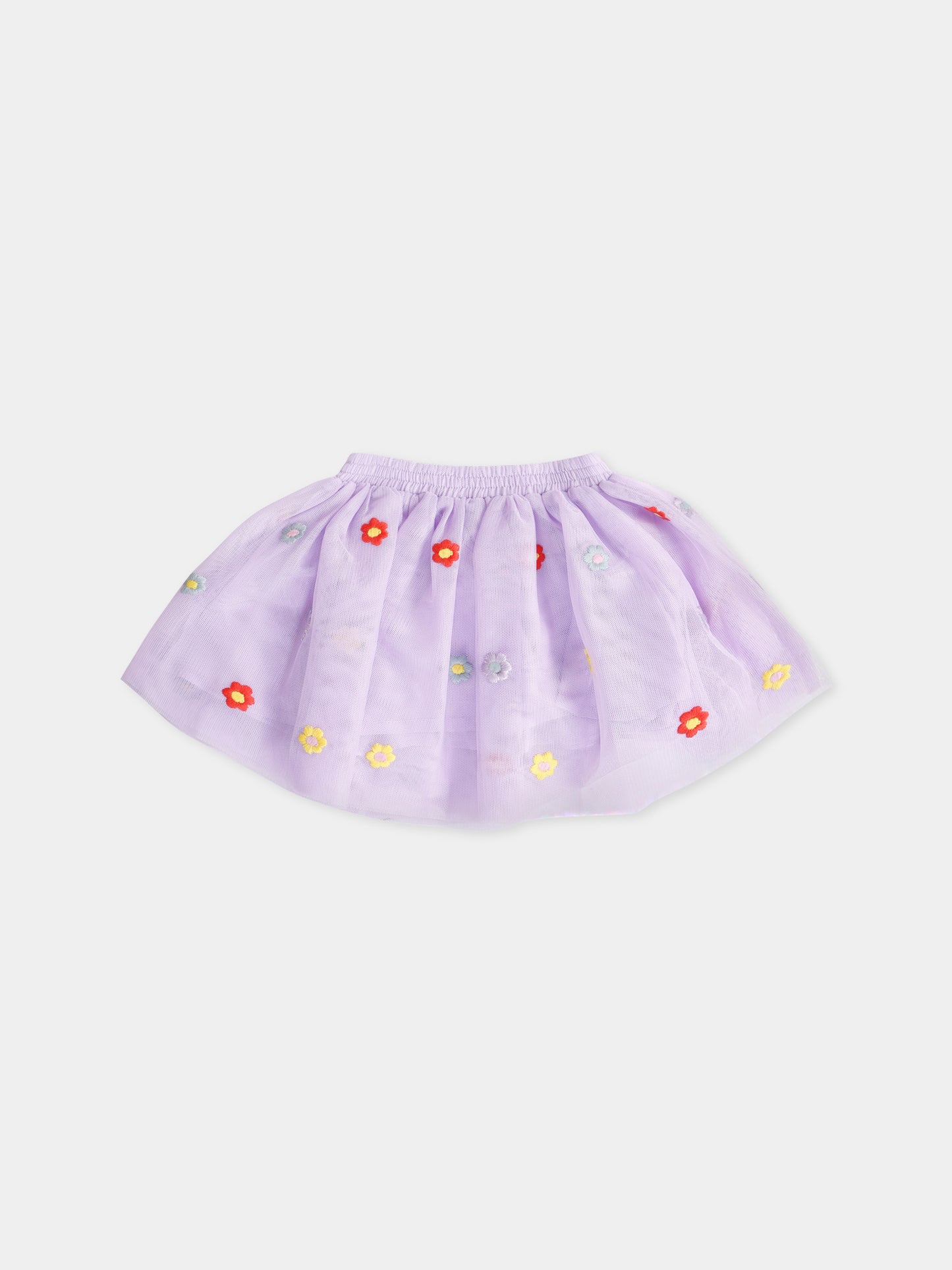 Gonna lilla per neonata con fiori colorati ricamati all-over,Stella Mccartney Kids,TX7001 Z3217 522EM