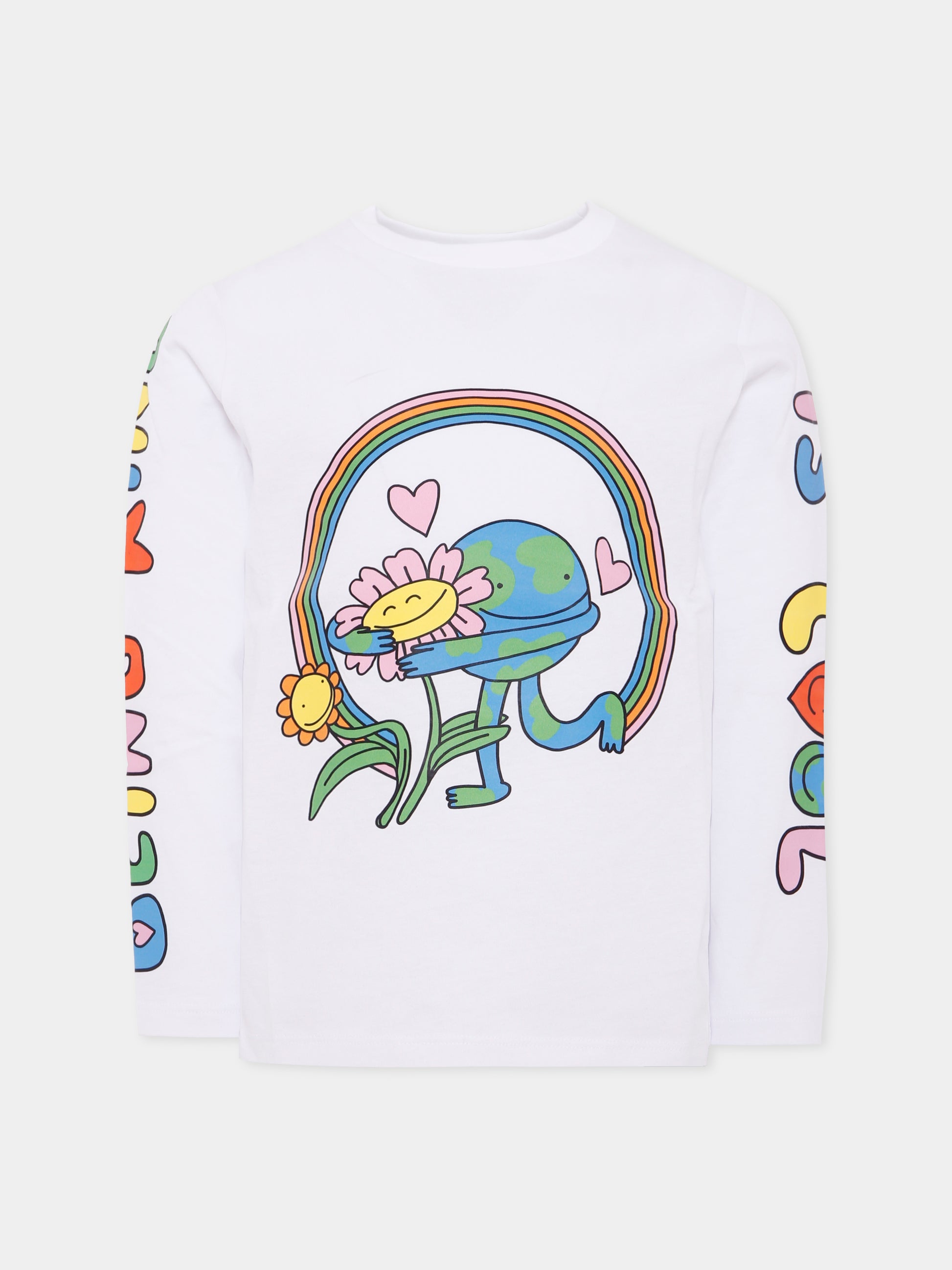 T-shirt bianca per bambini con stampa colorata,Stella Mccartney Kids,TX8A00 Z0434 100
