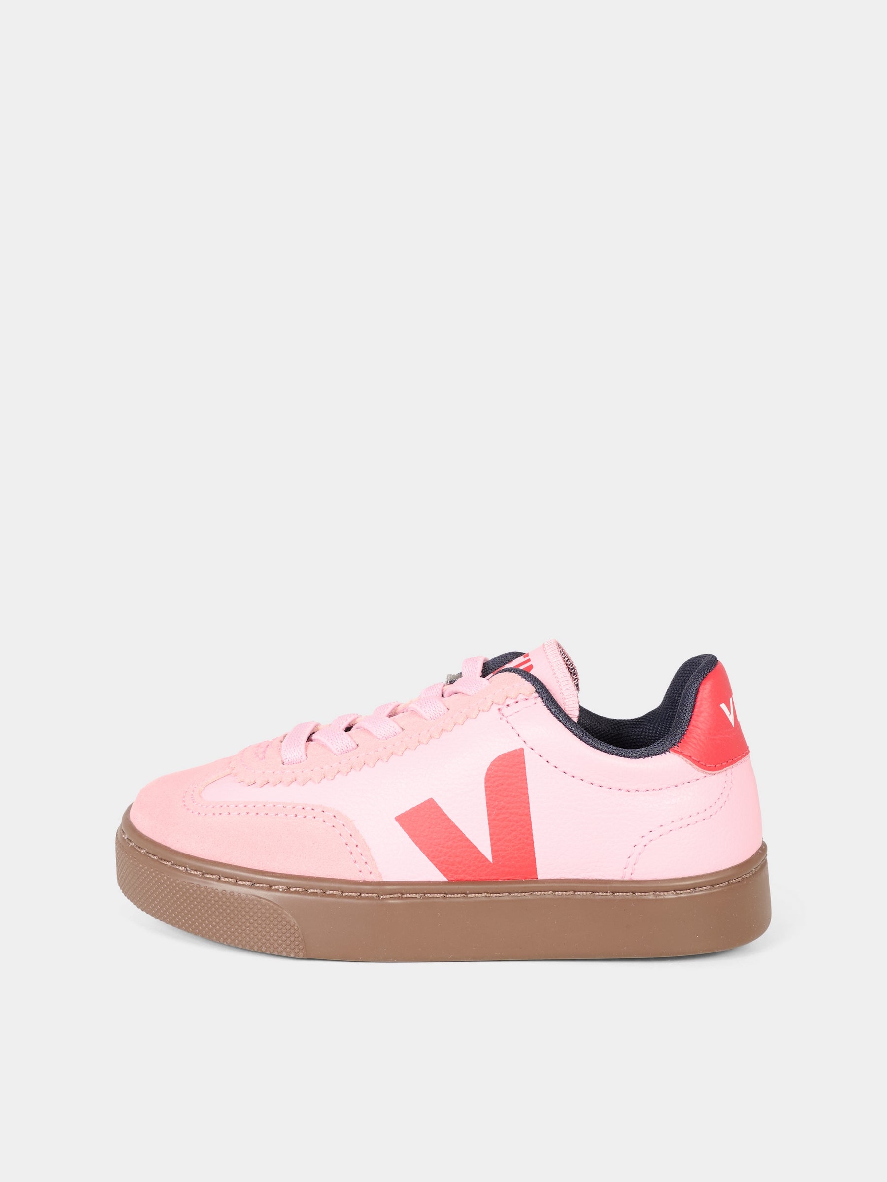 Sneakers rosa per bambina con logo rosso,Veja,SY2021016