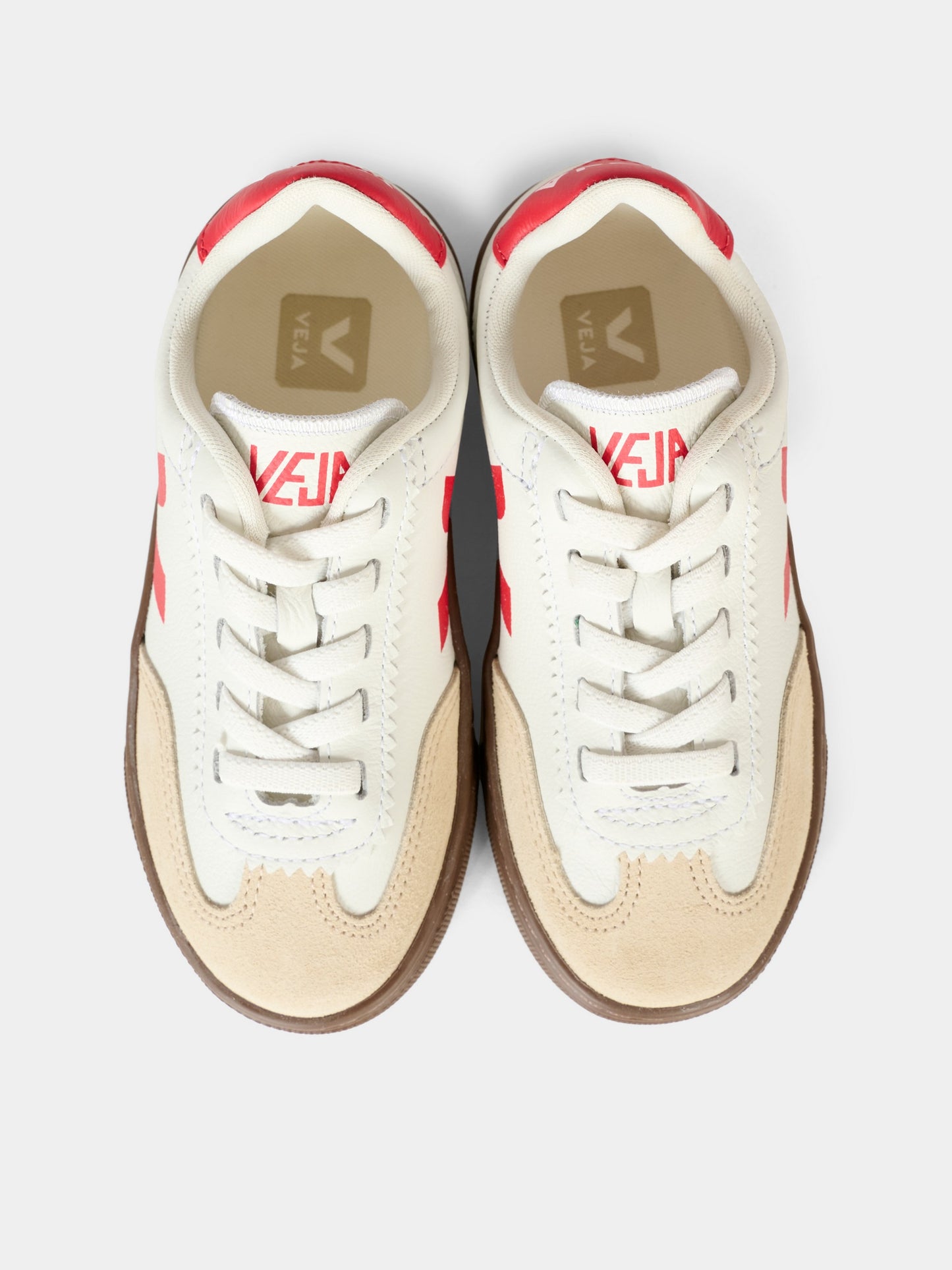 Sneakers bianche per bambini con logo rosso,Veja,SY2021012