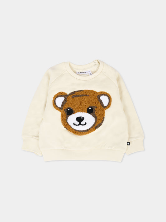 Felpa Disc avorio per neonati con orso,Molo,6W25J212 8955