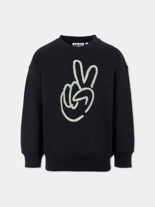 Felpa Mar nera per bambini con mano,Molo,6W25J214 0099