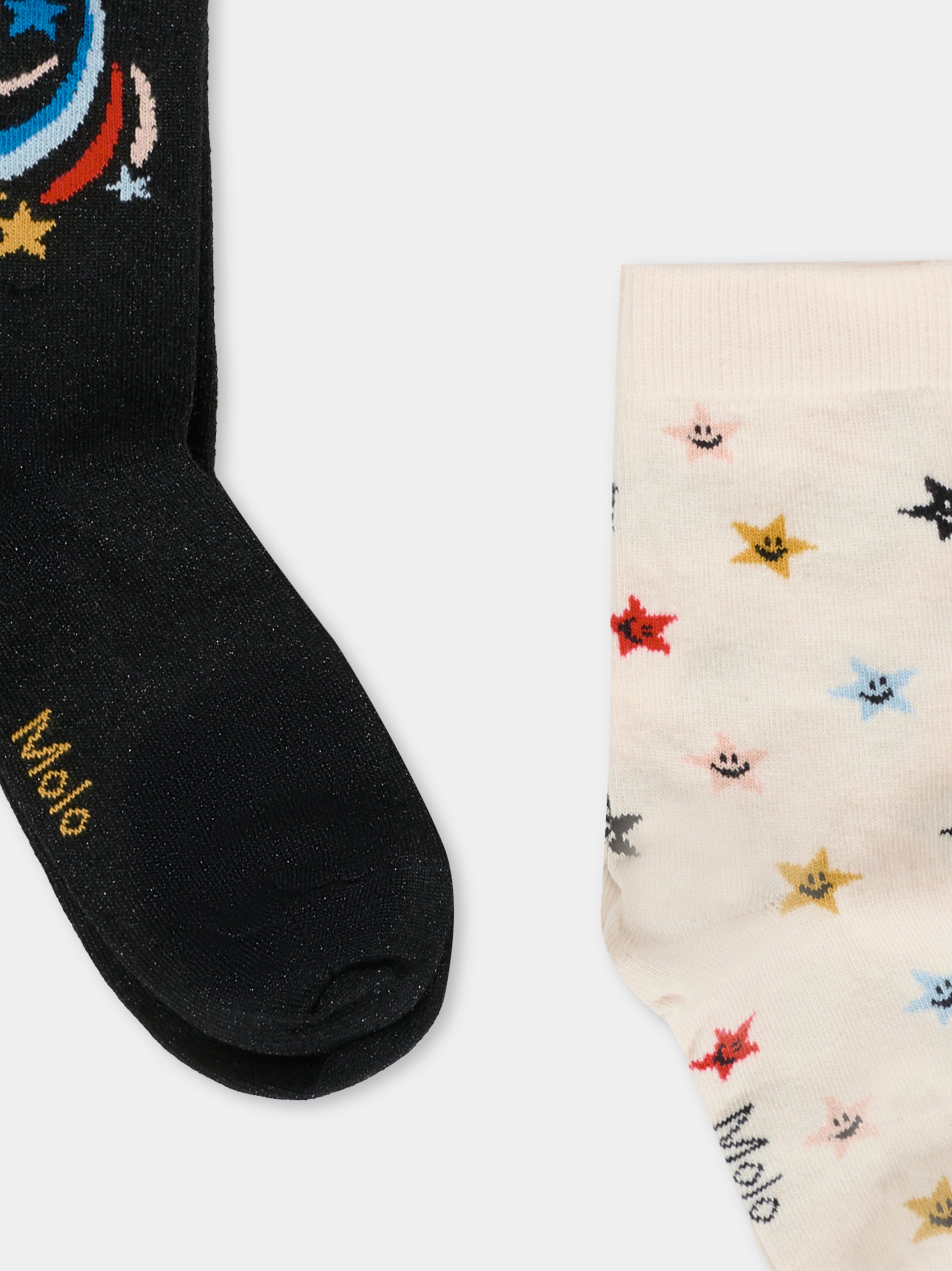 Set calze nere per bambina con stelle,Molo,7W25G103 0099