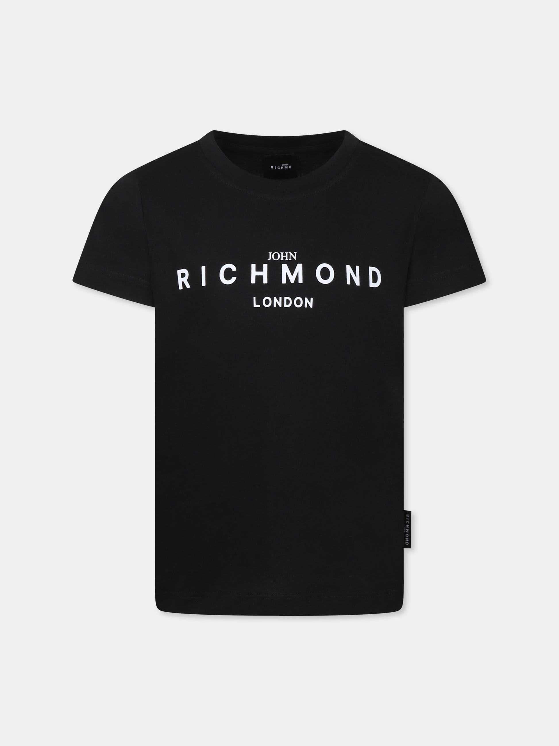 T-shirt nero per bambini con logo,Richmond Jr,RBP25003TS BLACK