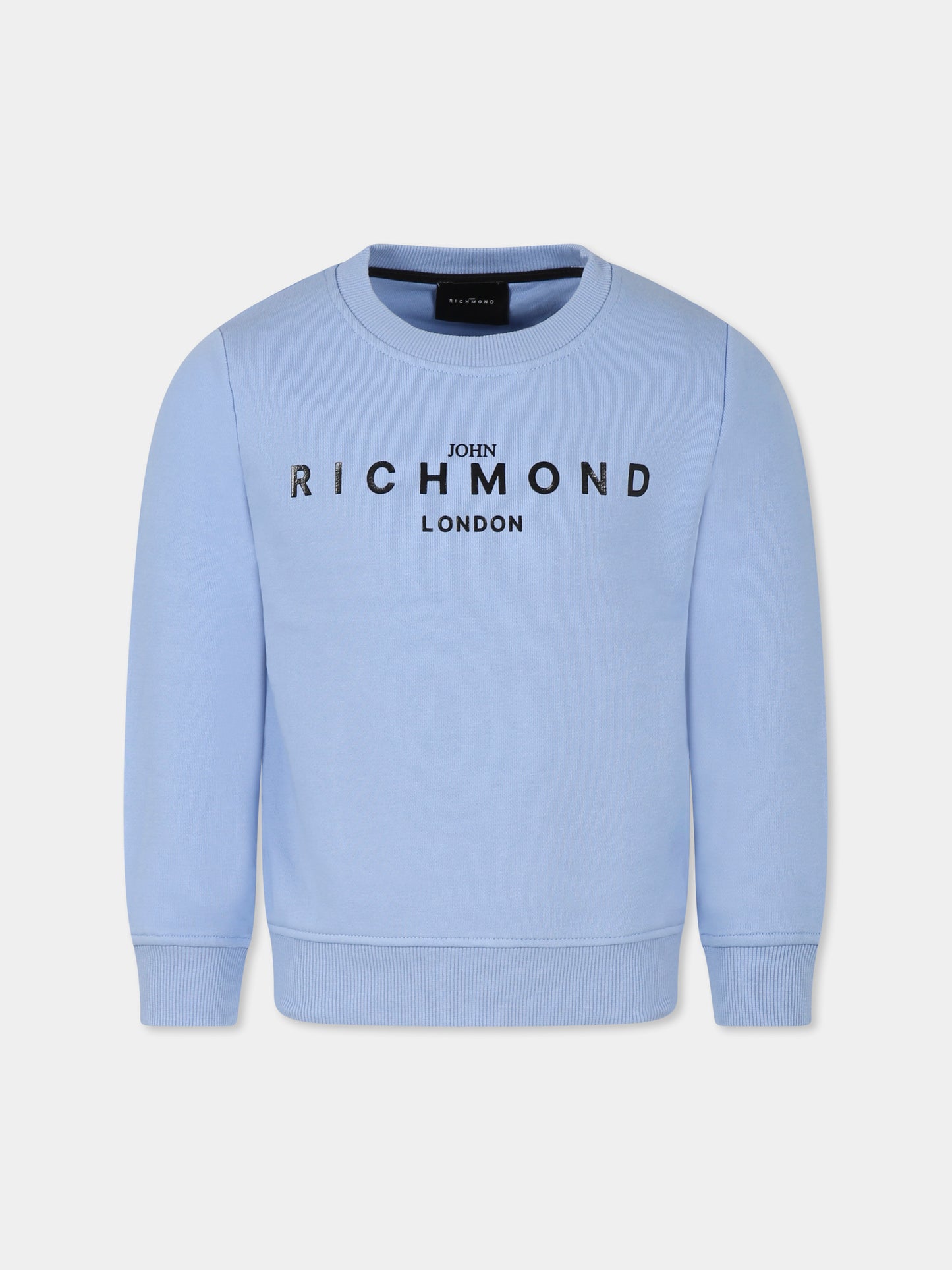Felpa blu per bambini con logo,Richmond,RBP25005FE CLOUD BLUE