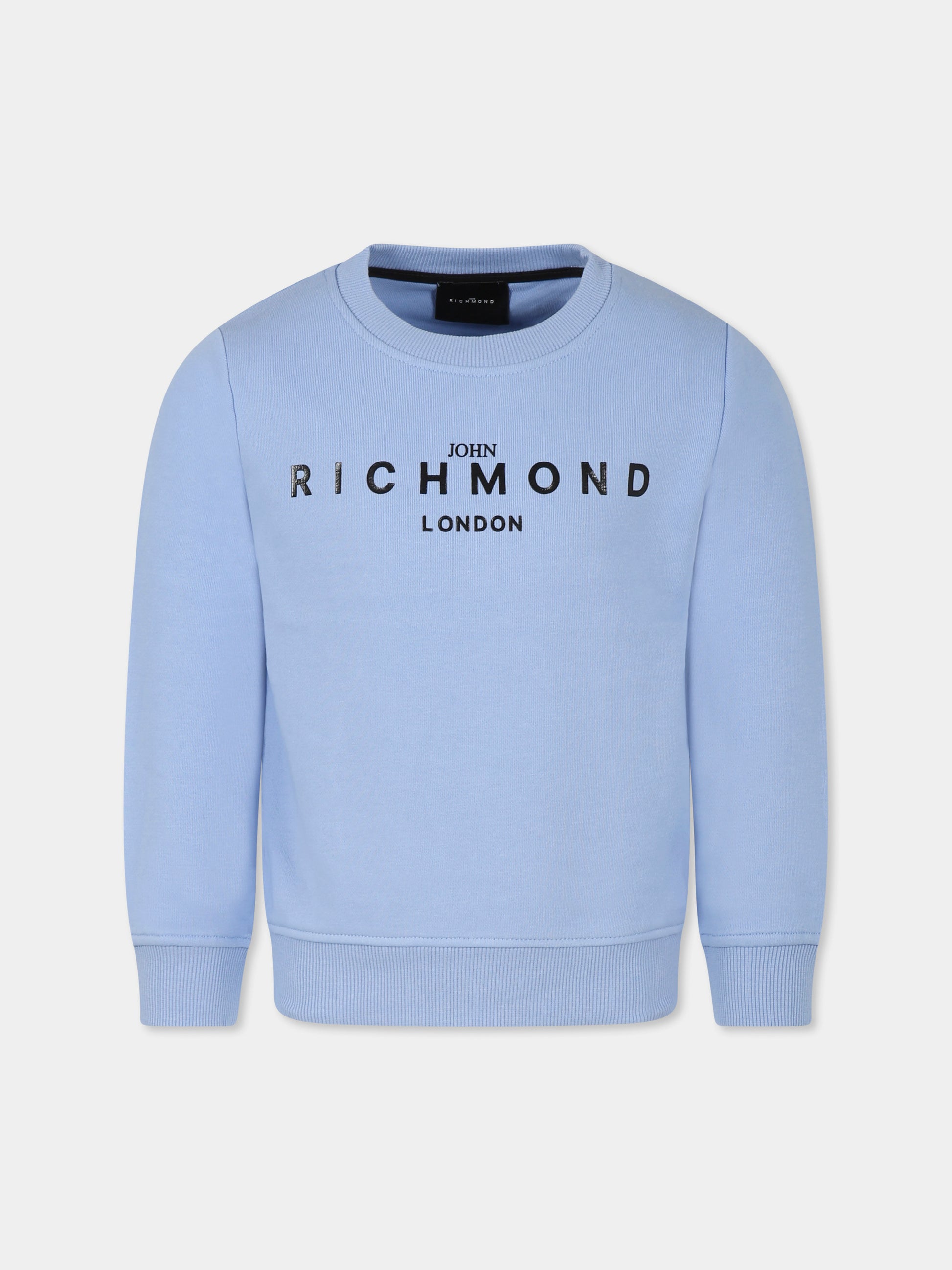 Felpa blu per bambini con logo,Richmond,RBP25005FE CLOUD BLUE