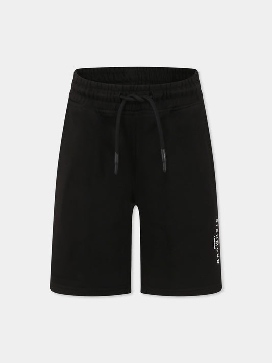 Shorts neri per bambino con logo,Richmond,RBP25009BE BLACK