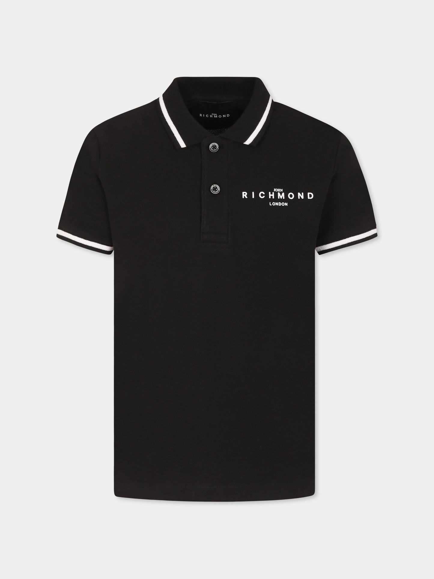 Polo nera per bambino con logo,Richmond,RBP25010PO BLACK