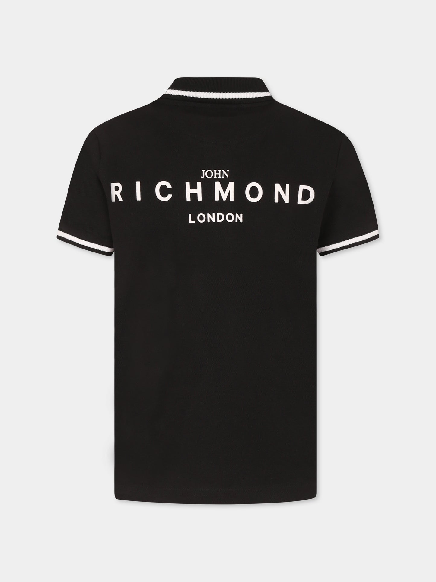 Polo nera per bambino con logo,Richmond,RBP25010PO BLACK