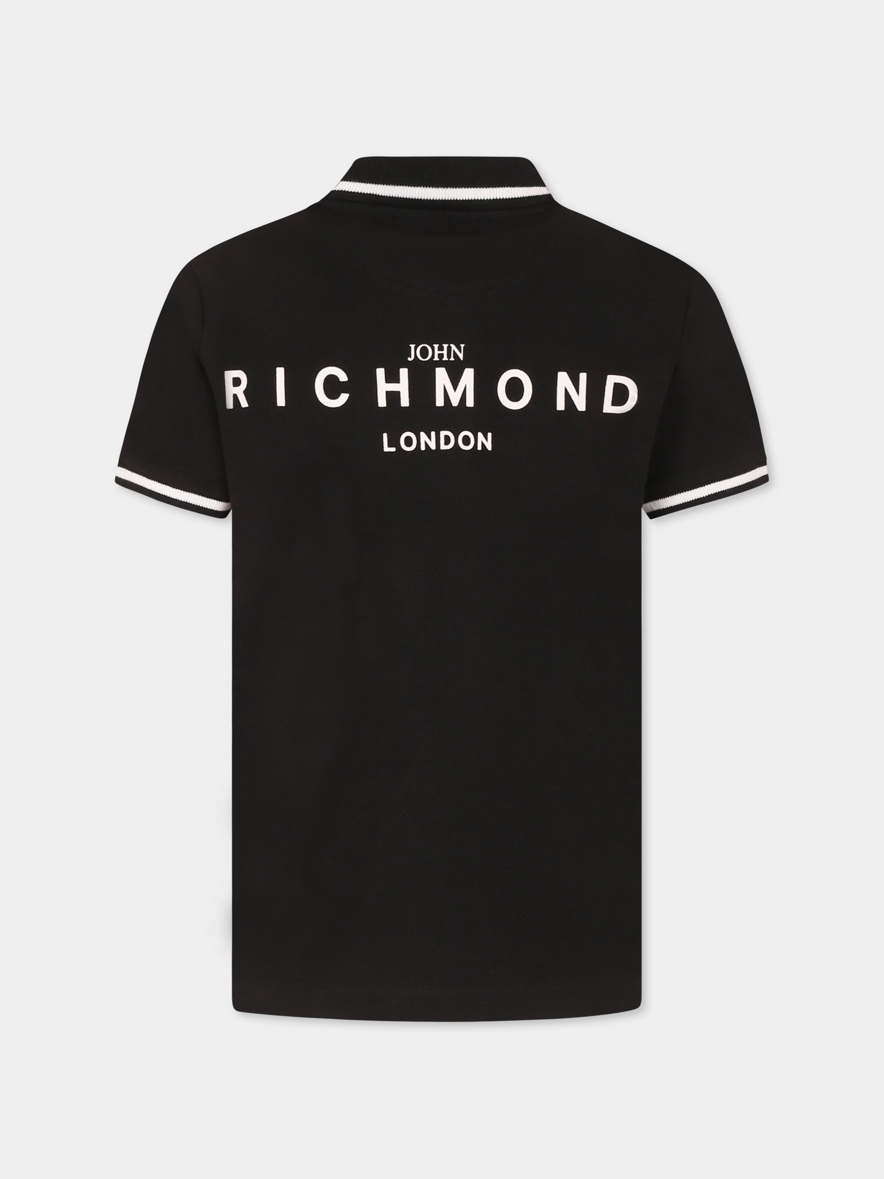 Polo nera per bambino con logo,Richmond,RBP25010PO BLACK