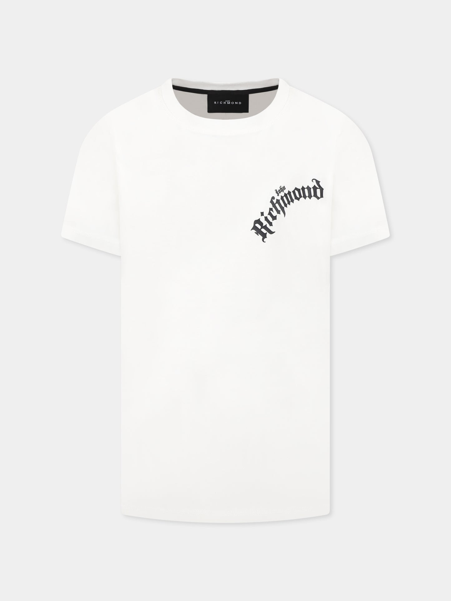 T-shirt bianca per bambini con logo,Richmond,RBP25057TS OFF-WHITE