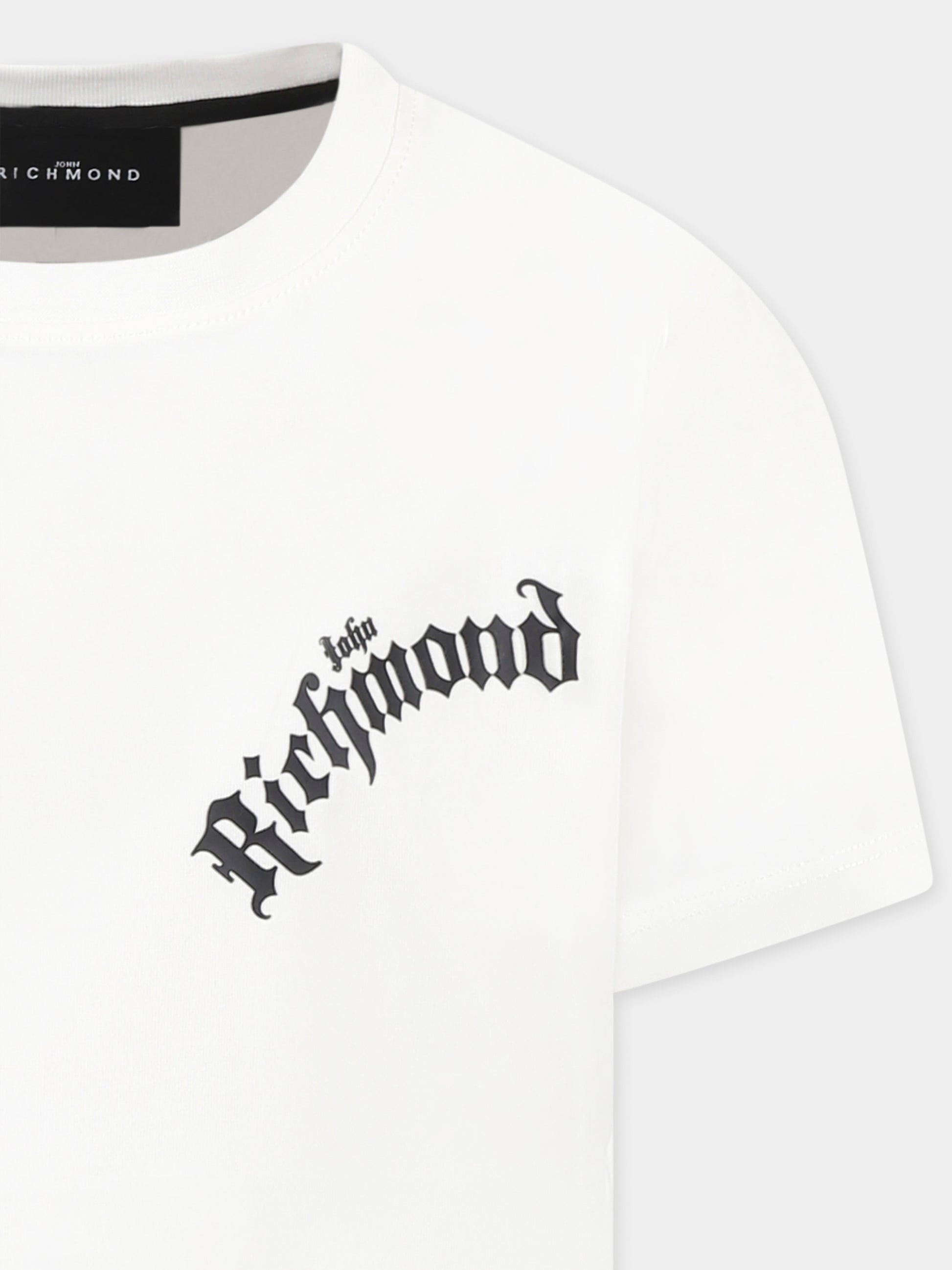 T-shirt bianca per bambini con logo,Richmond,RBP25057TS OFF-WHITE