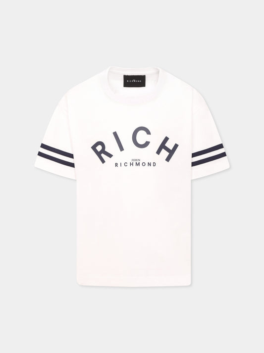 T-shirt bianca per bambino con logo,Richmond,RBP25111TS WHITE