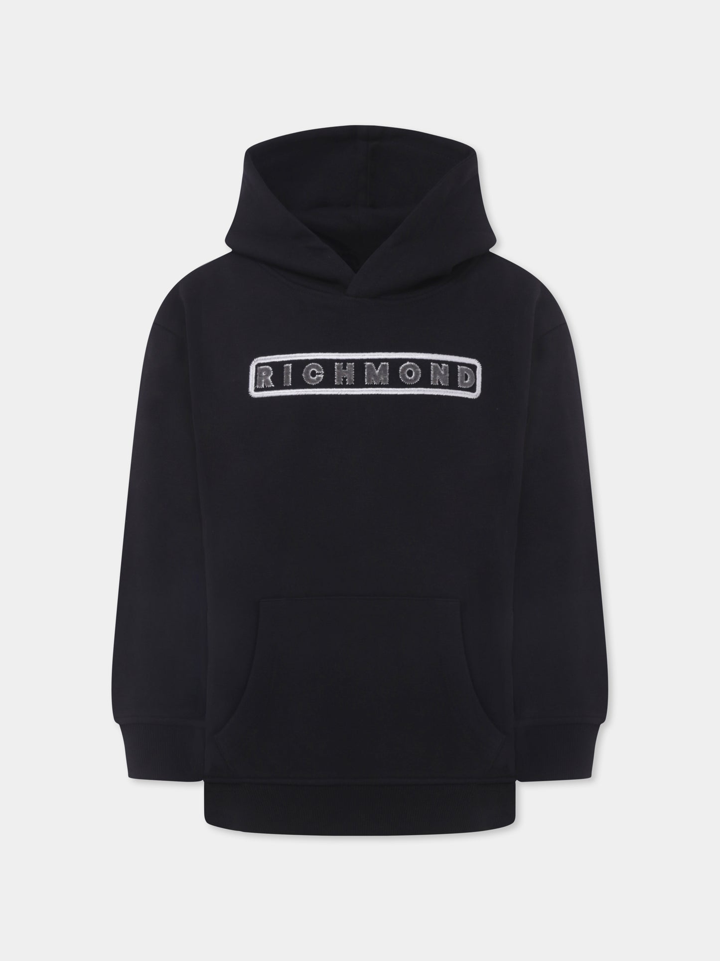 Felpa nera per bambino con logo,Richmond,RBP25167FE BLACK