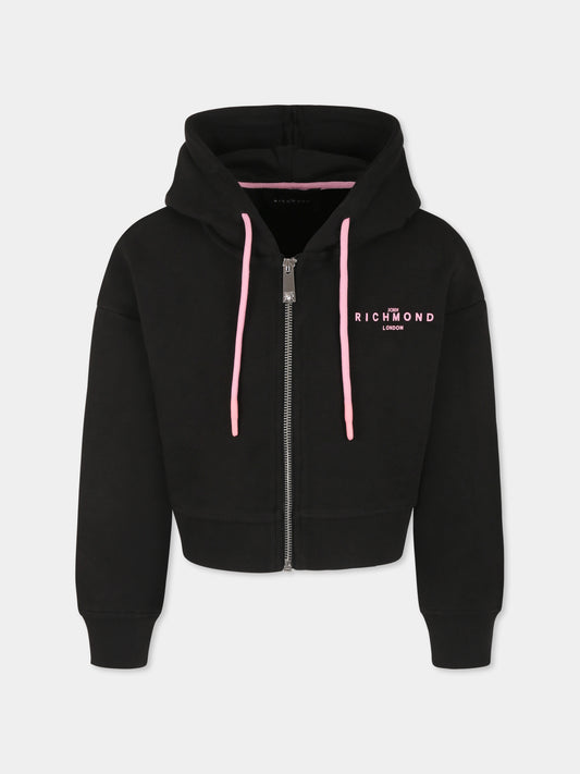 Felpa crop nera per bambina con logo,Richmond,RGP25001FE BLACK