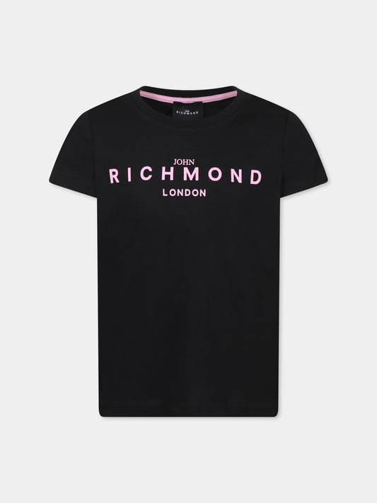 T-shirt nera per bambina con logo,Richmond Jr,RGP25002TS BLACK