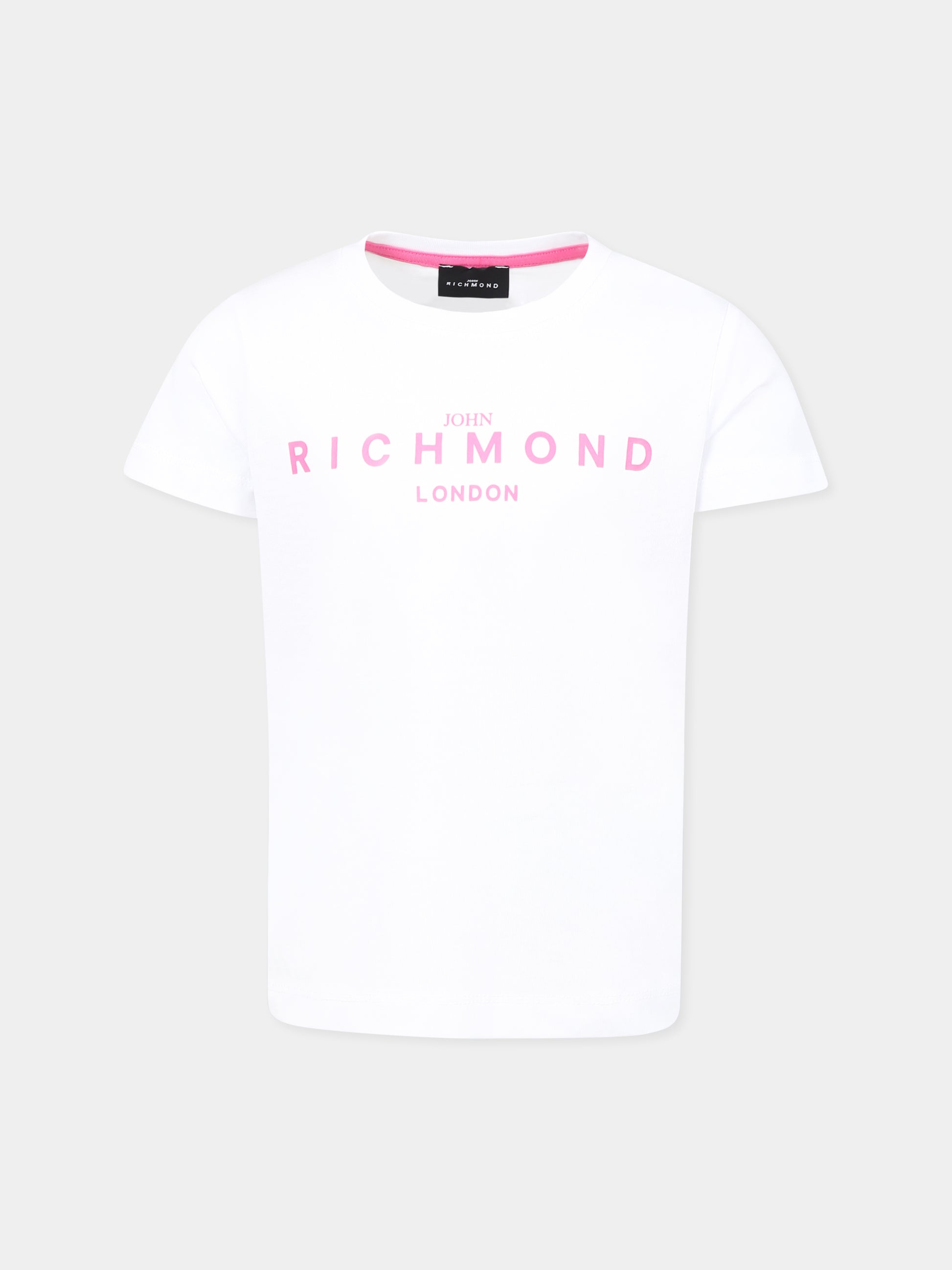 T-shirt bianca per bambina con logo,Richmond Jr,RGP25002TS WHITE