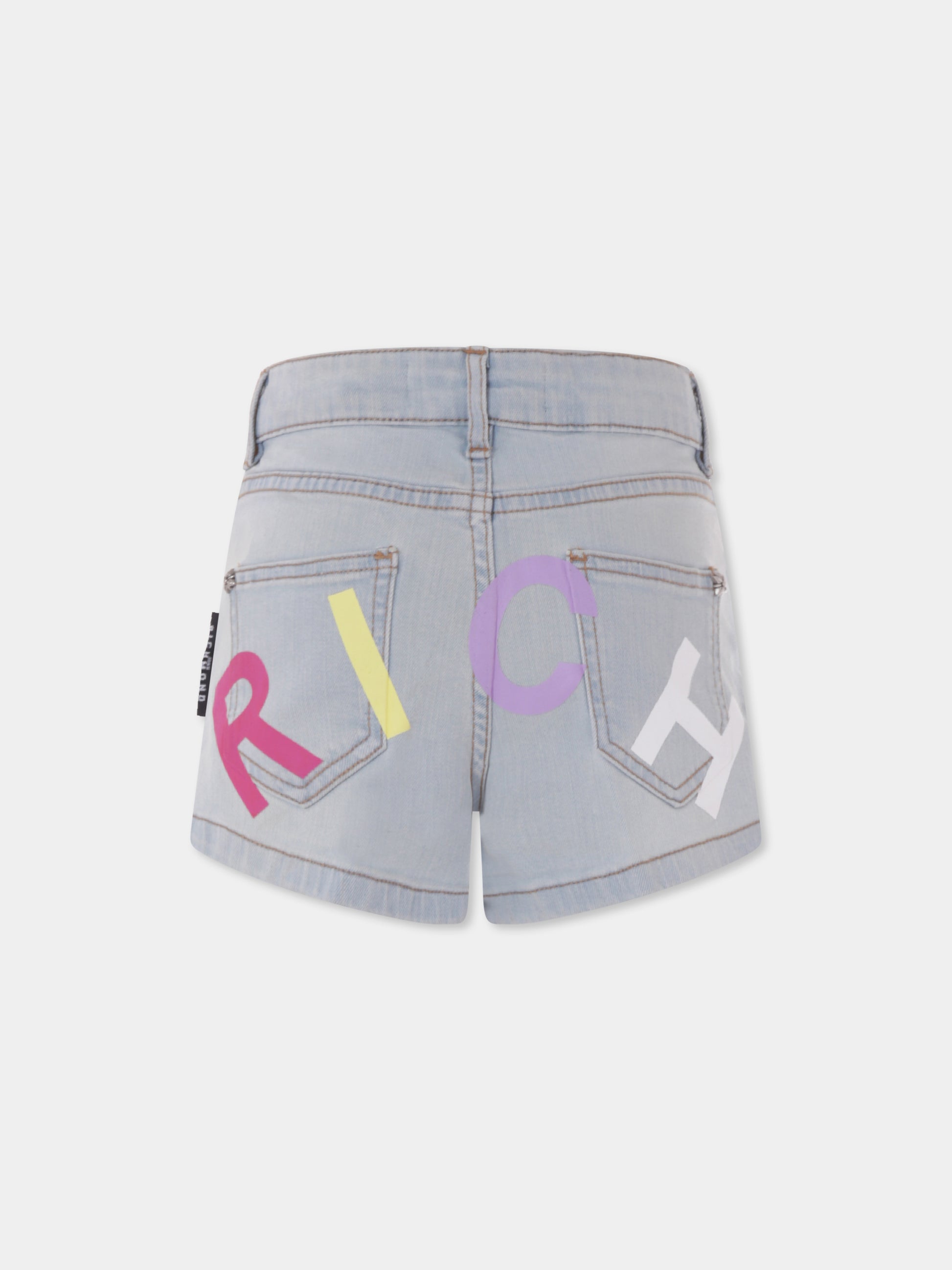 Shorts denim per bambina con logo,Richmond,RGP25014SH DENIM BLUE LIGHT
