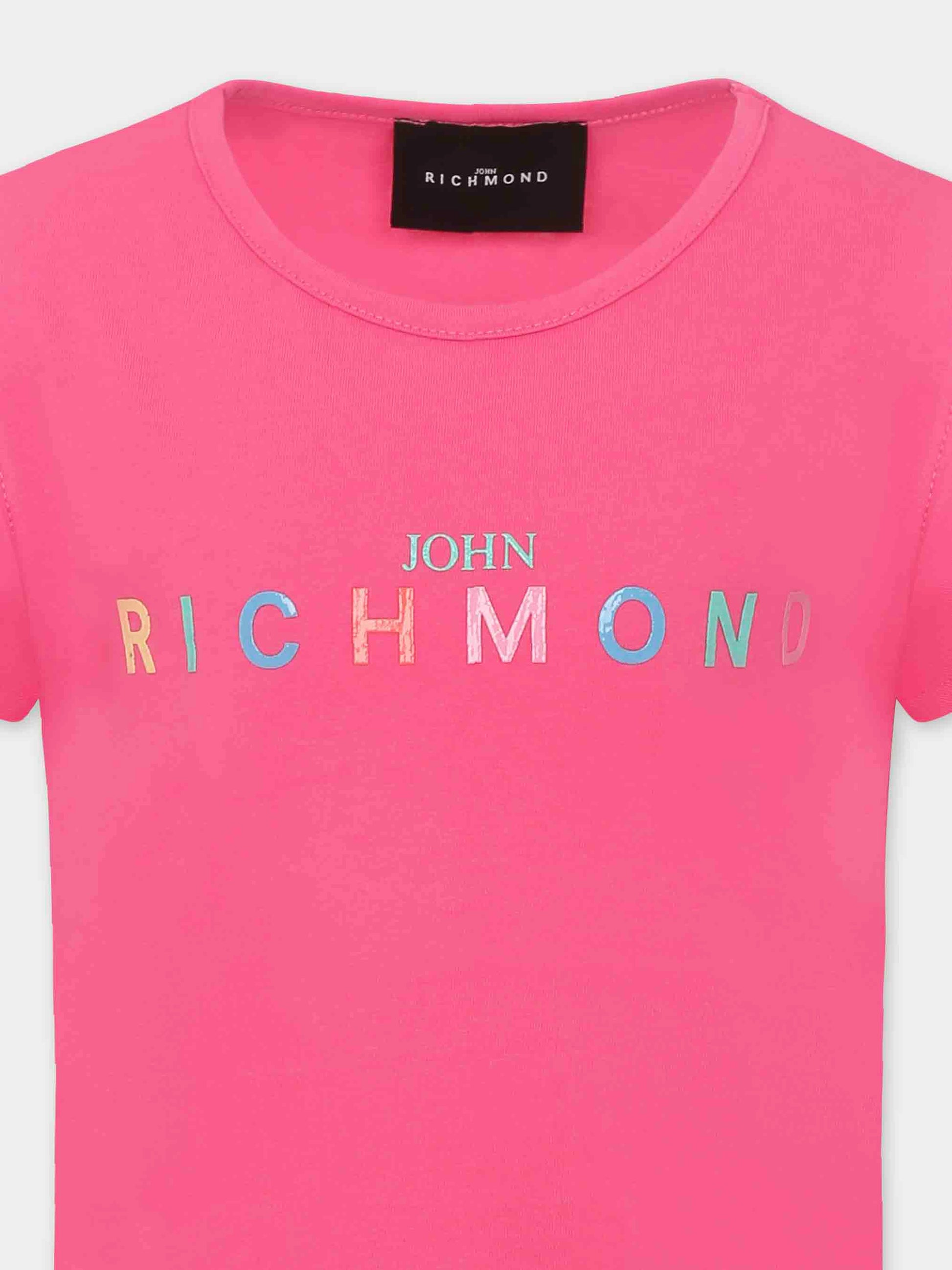 T-shirt fucsia per bambina con logo,Richmond,RGP25141TS BARBIE