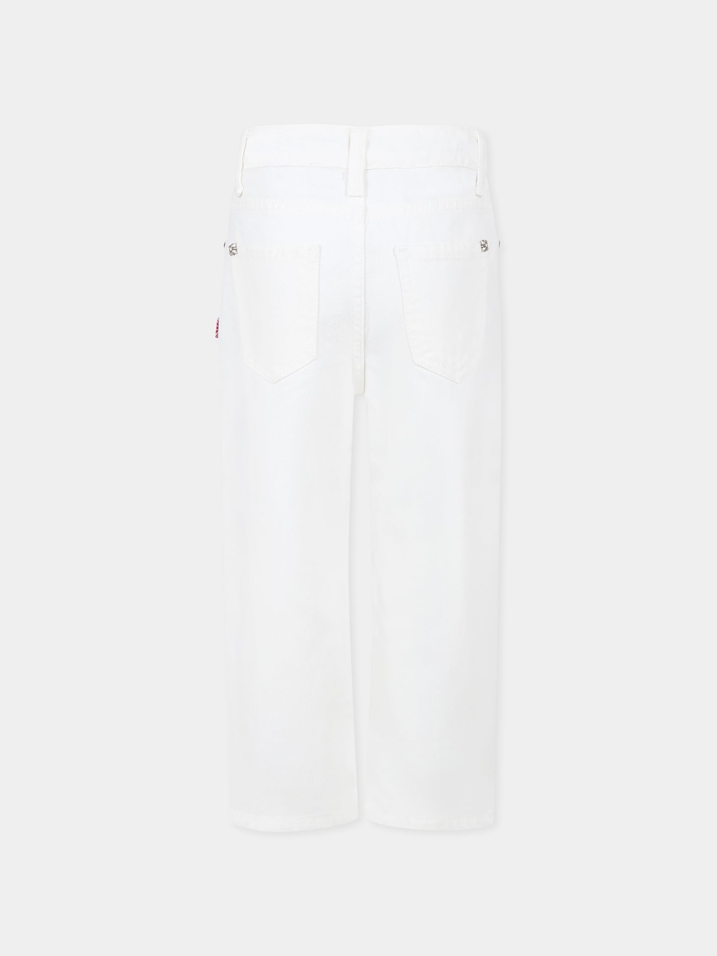 Jeans bianco per bambina con logo e stella,Richmond,RGP25180JE DENIM WHITE