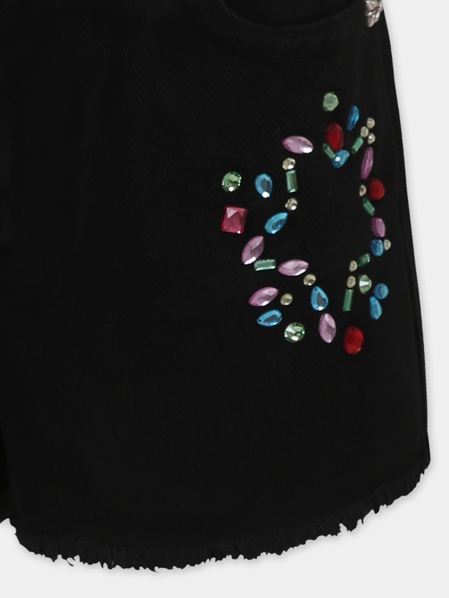 Shorts neri per bambina con logo e stella,Richmond,RGP25181SH DENIM BLACK