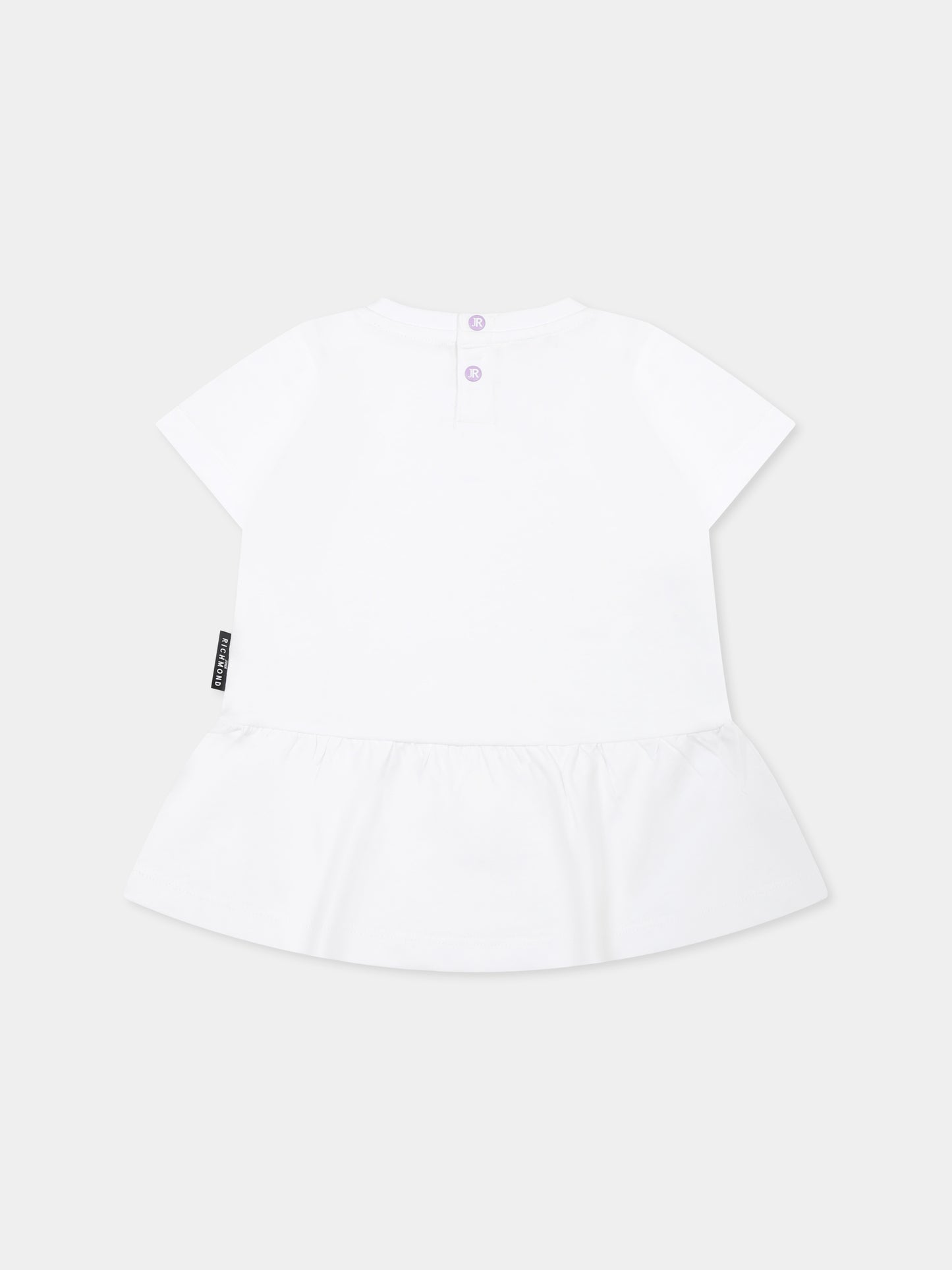 Vestito bianco per neonata con logo,Richmond,RIP25005VE WHITE