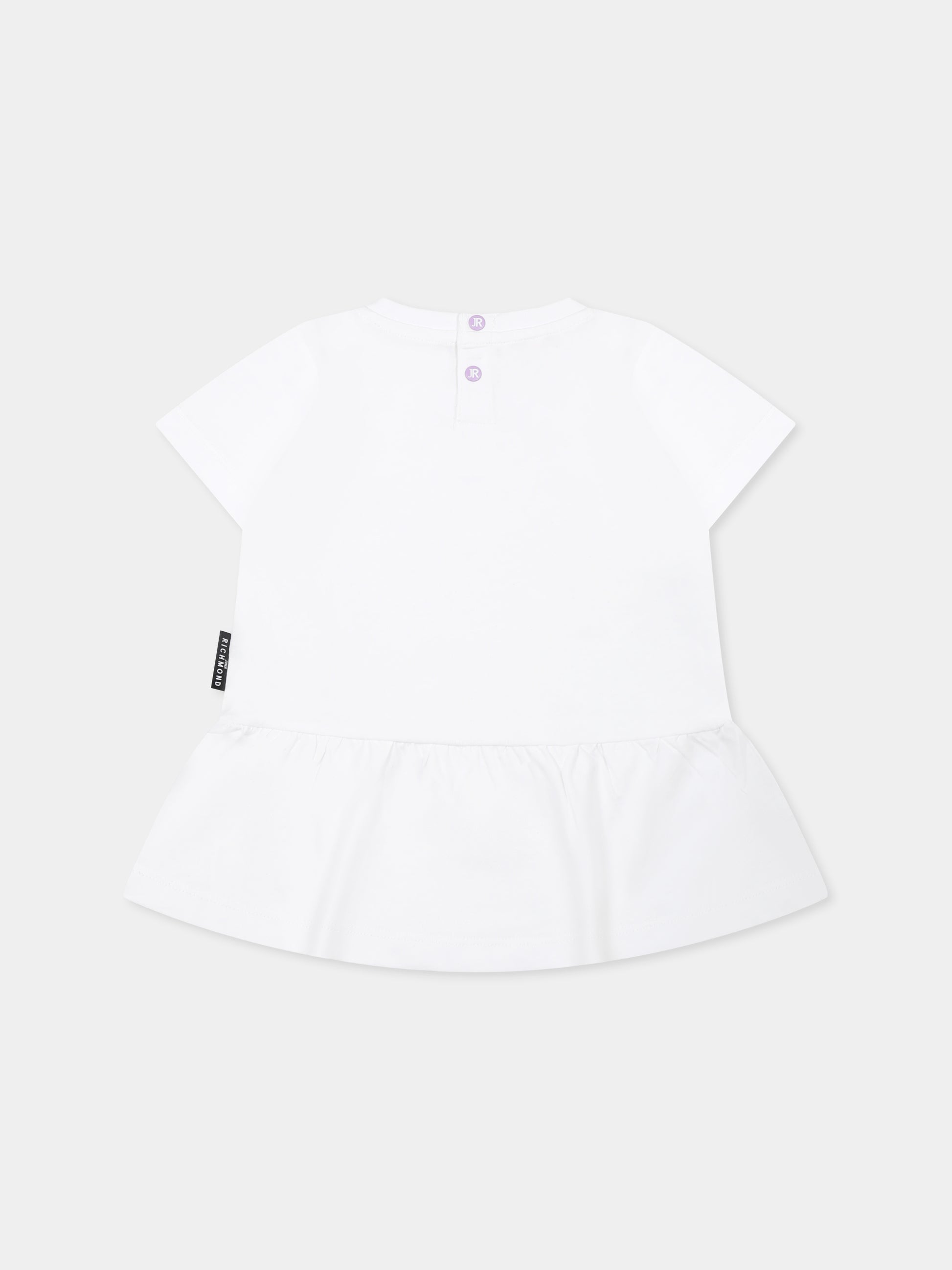 Vestito bianco per neonata con logo,Richmond,RIP25005VE WHITE