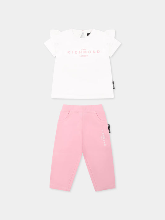 Completo bianco per neonata con logo,Richmond,RIP25008CJ WHITE