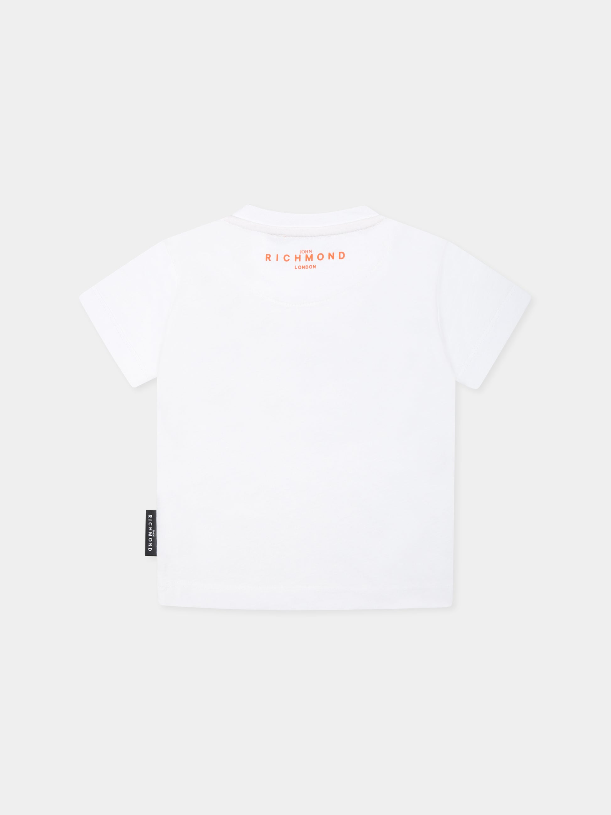 T-shirt bianca per neonato con logo,Richmond,RIP25014TS WHITE APRICOT