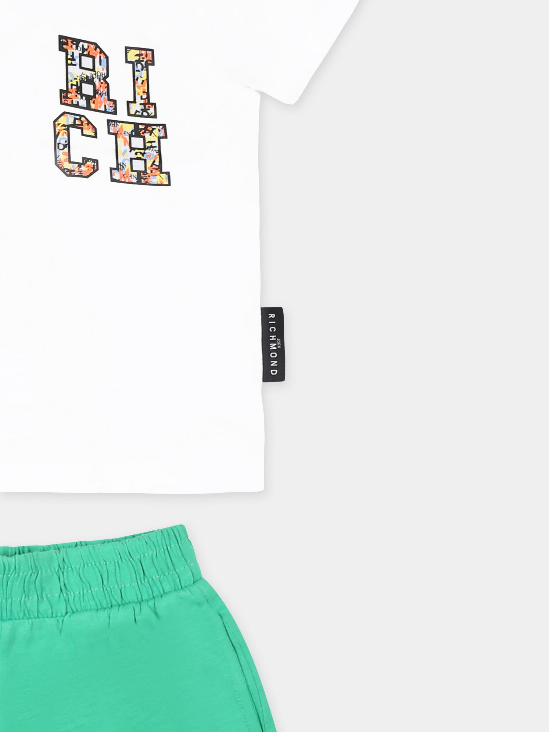 Completo bianco per neonato con logo,Richmond,RIP25050CJ GREEN