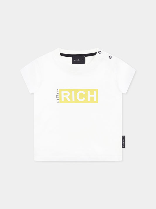 T-shirt bianca per neonato con logo,Richmond,RIP25072TS WHITE