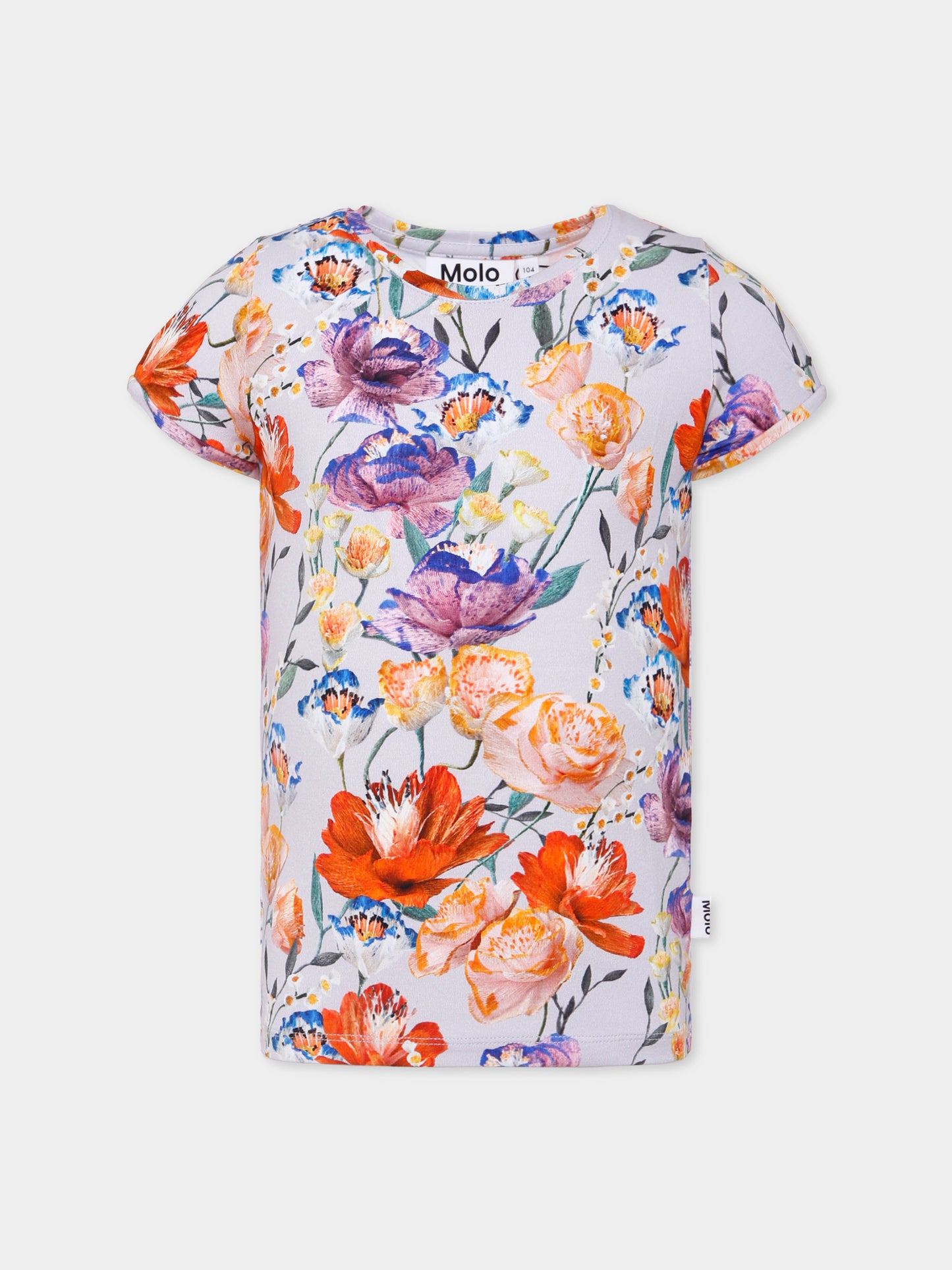 T-shirt Rimona multicolor per bambina con stampa floreale,Molo,2W25A210 9378