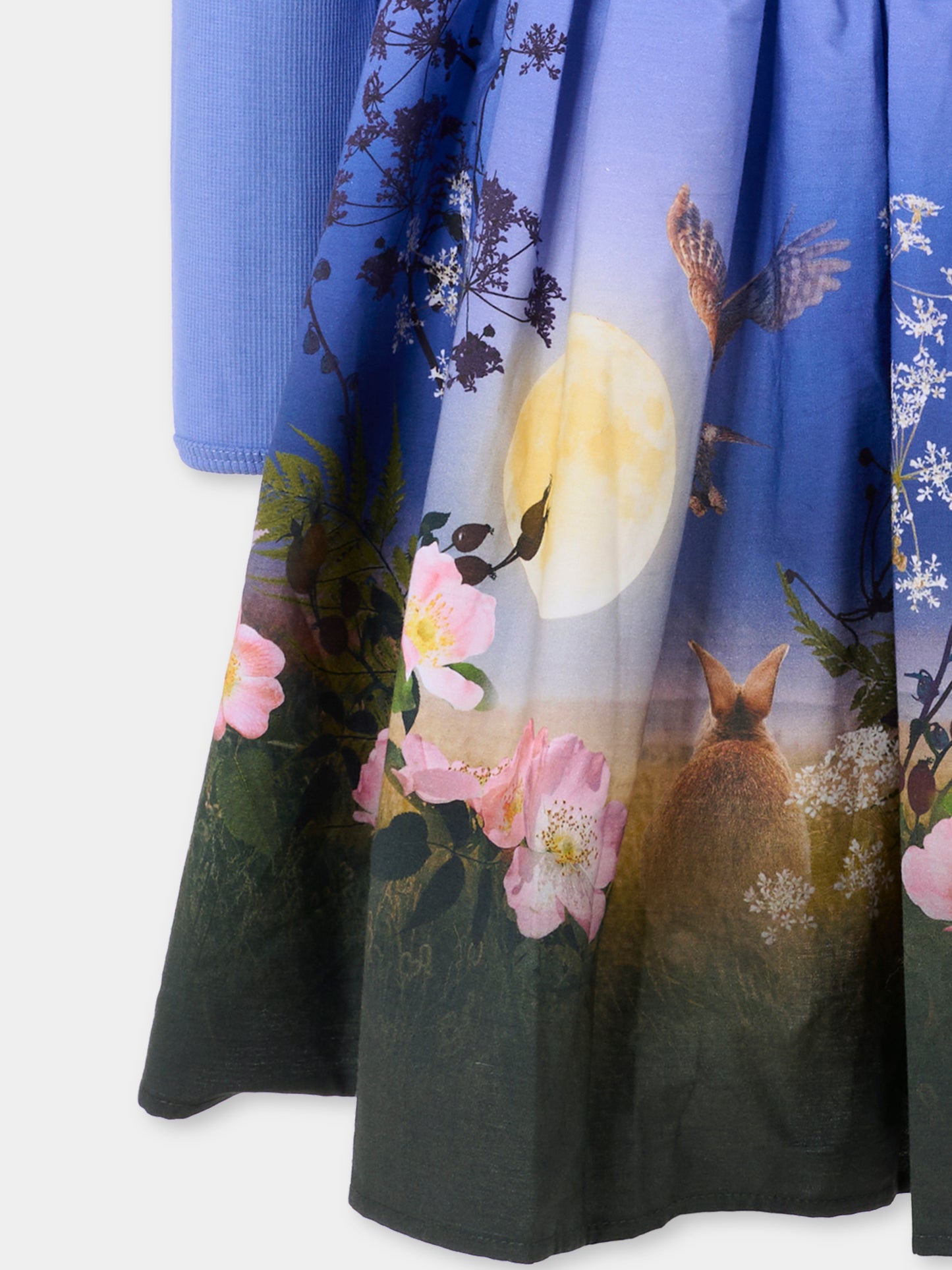 Vestito Casie azzurro per bambina con luna e fiori,Molo,2W25E213 4983