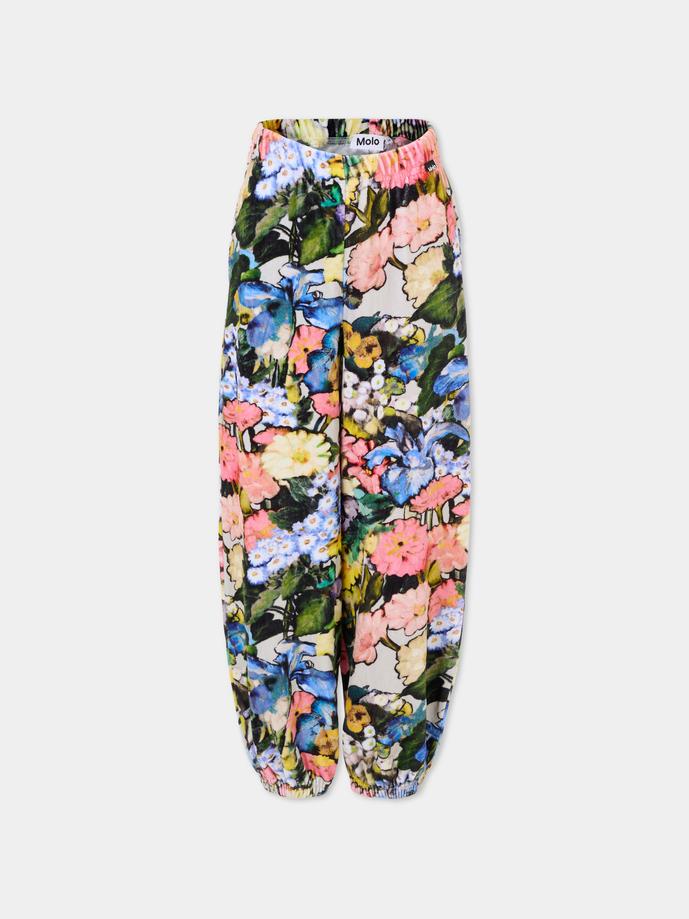 Pantaloni multicolor per bambina con stampa floreale,Molo,2W25I207 9384