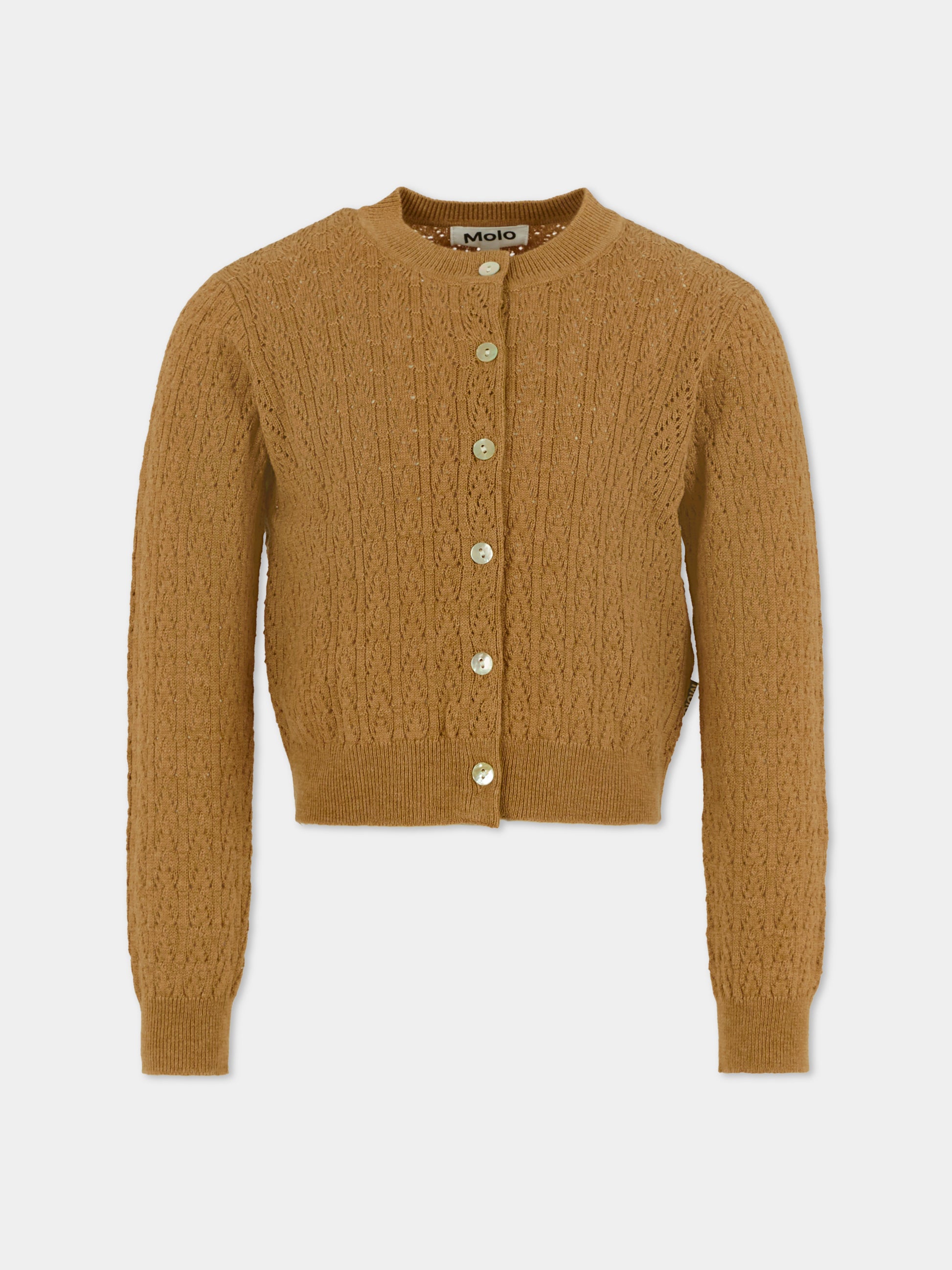 Cardigan Gilian beige per bambina con patch,Molo,2W25K310 5510