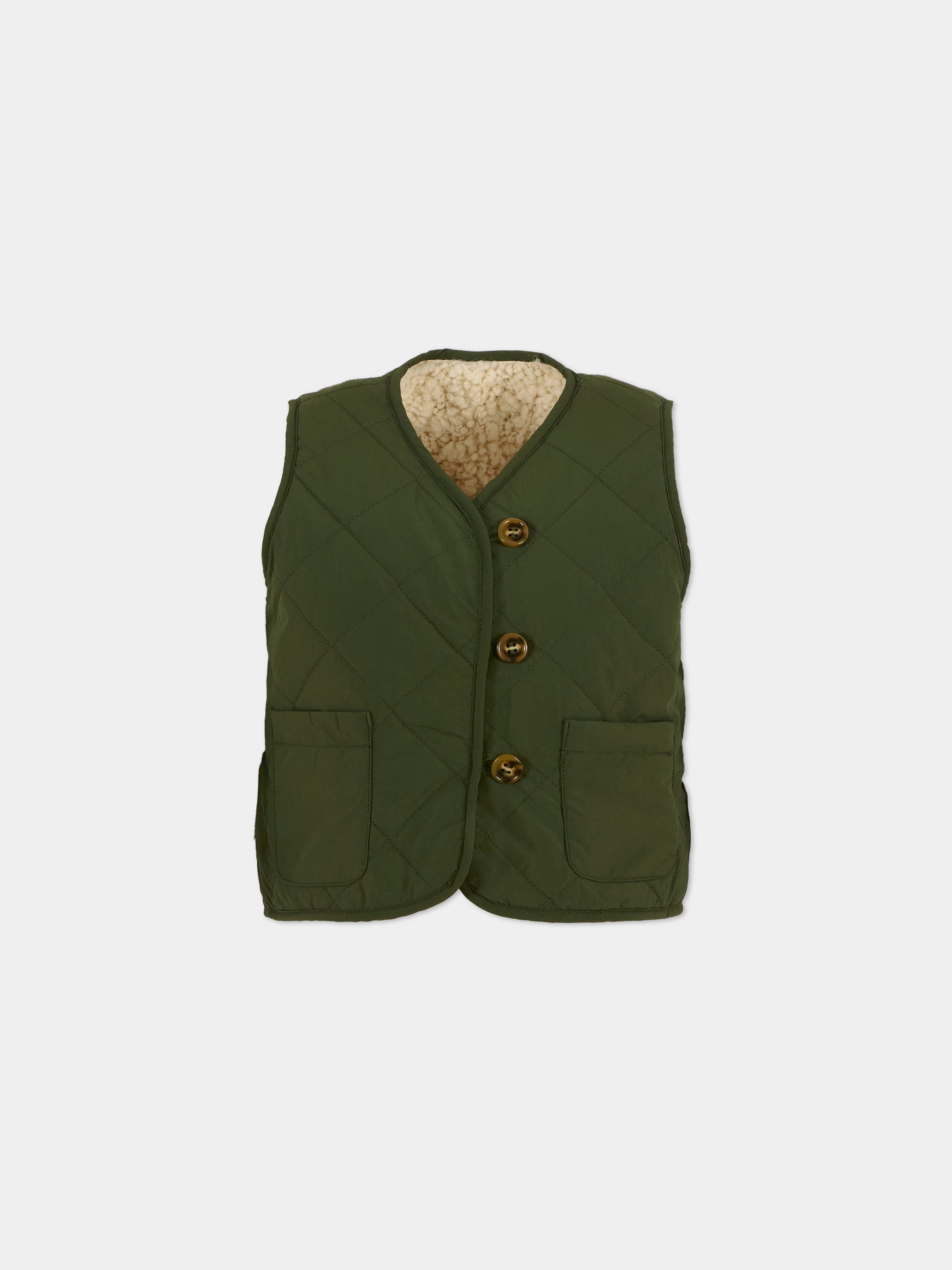 Gilet reversibile Holla verde per bambino con patch,Molo,2W25M203 5534