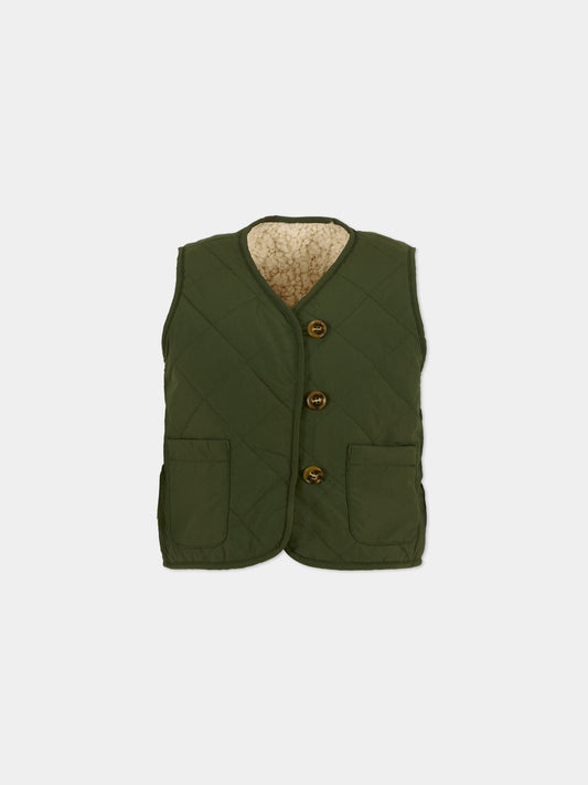 Gilet reversibile Holla verde per bambino con patch,Molo,2W25M203 5534