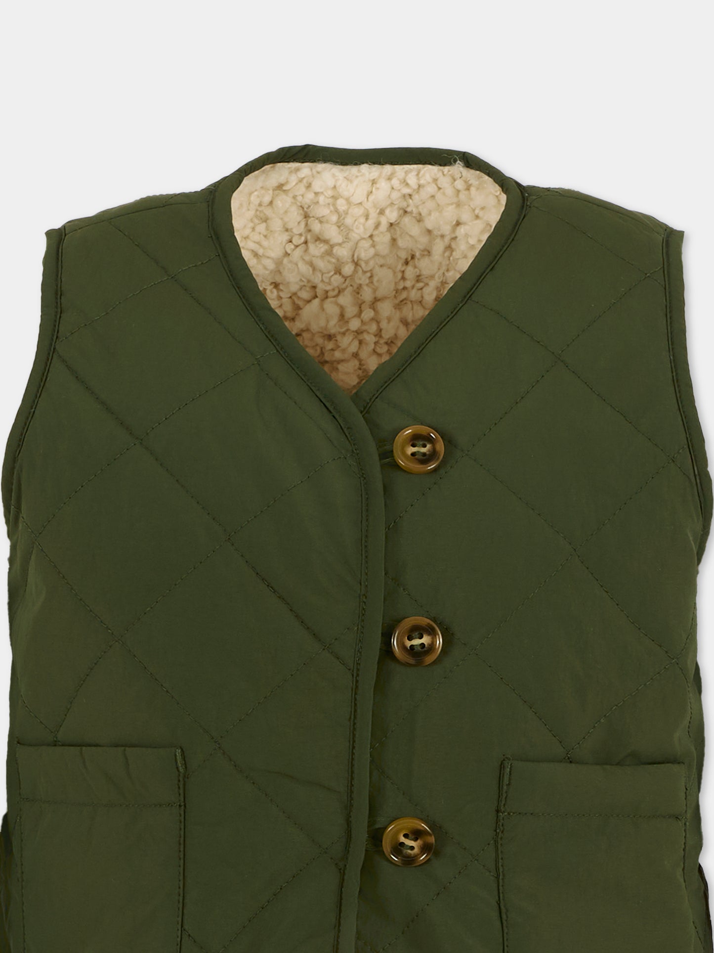 Gilet reversibile Holla verde per bambino con patch,Molo,2W25M203 5534