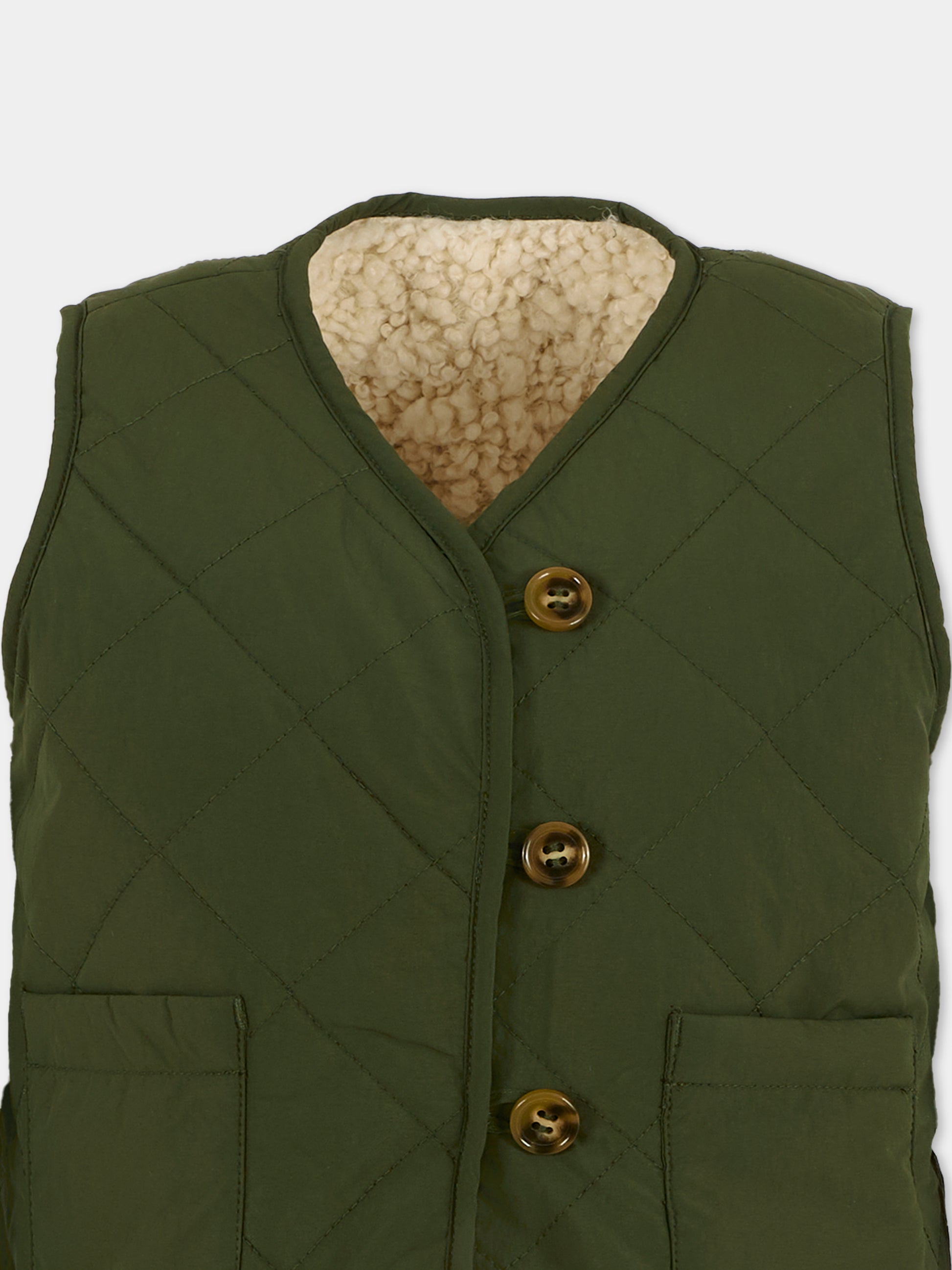 Gilet reversibile Holla verde per bambino con patch,Molo,2W25M203 5534